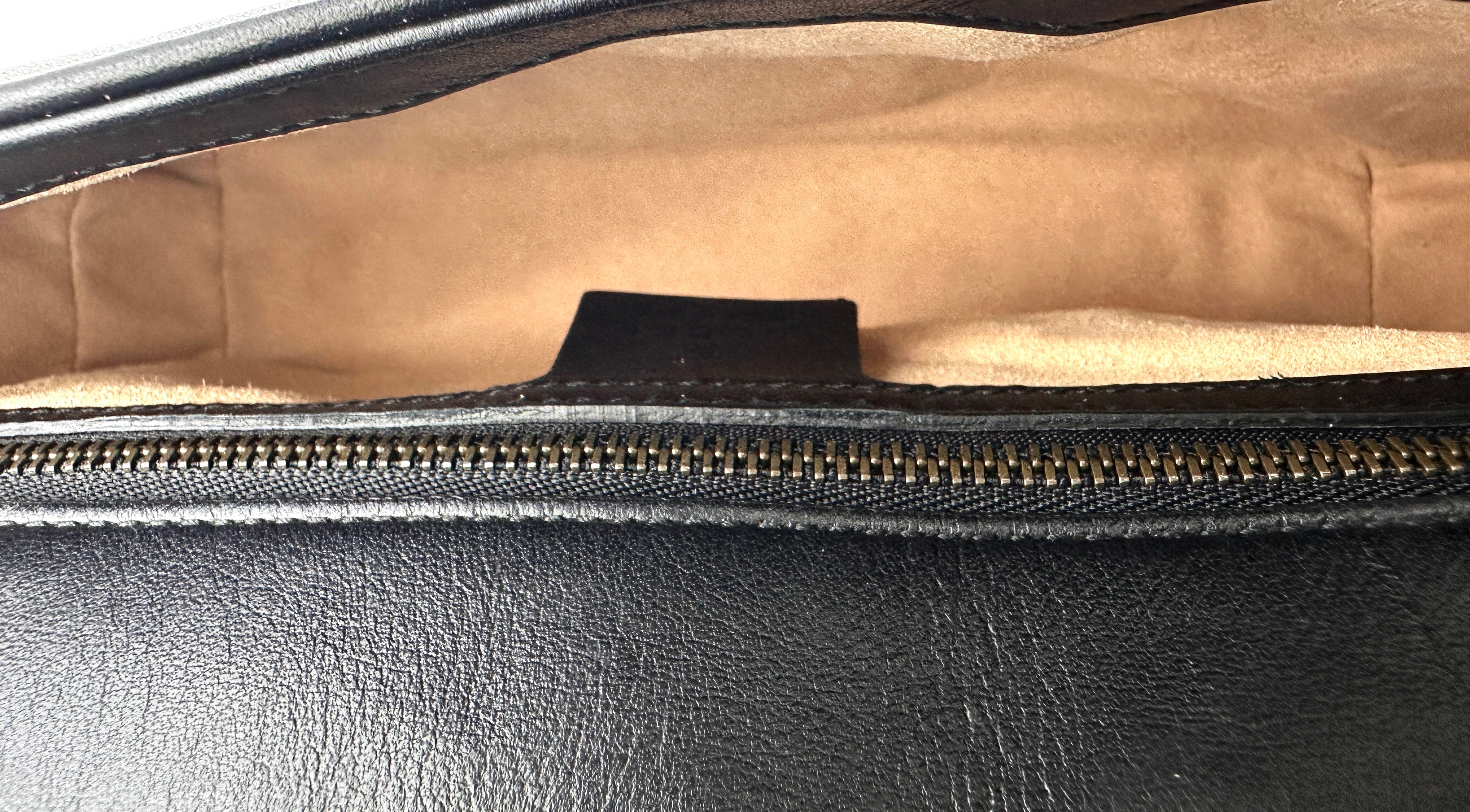Gucci GG Marmont Black Chevron Quilted Leather Chain Shoulder Bag GG895