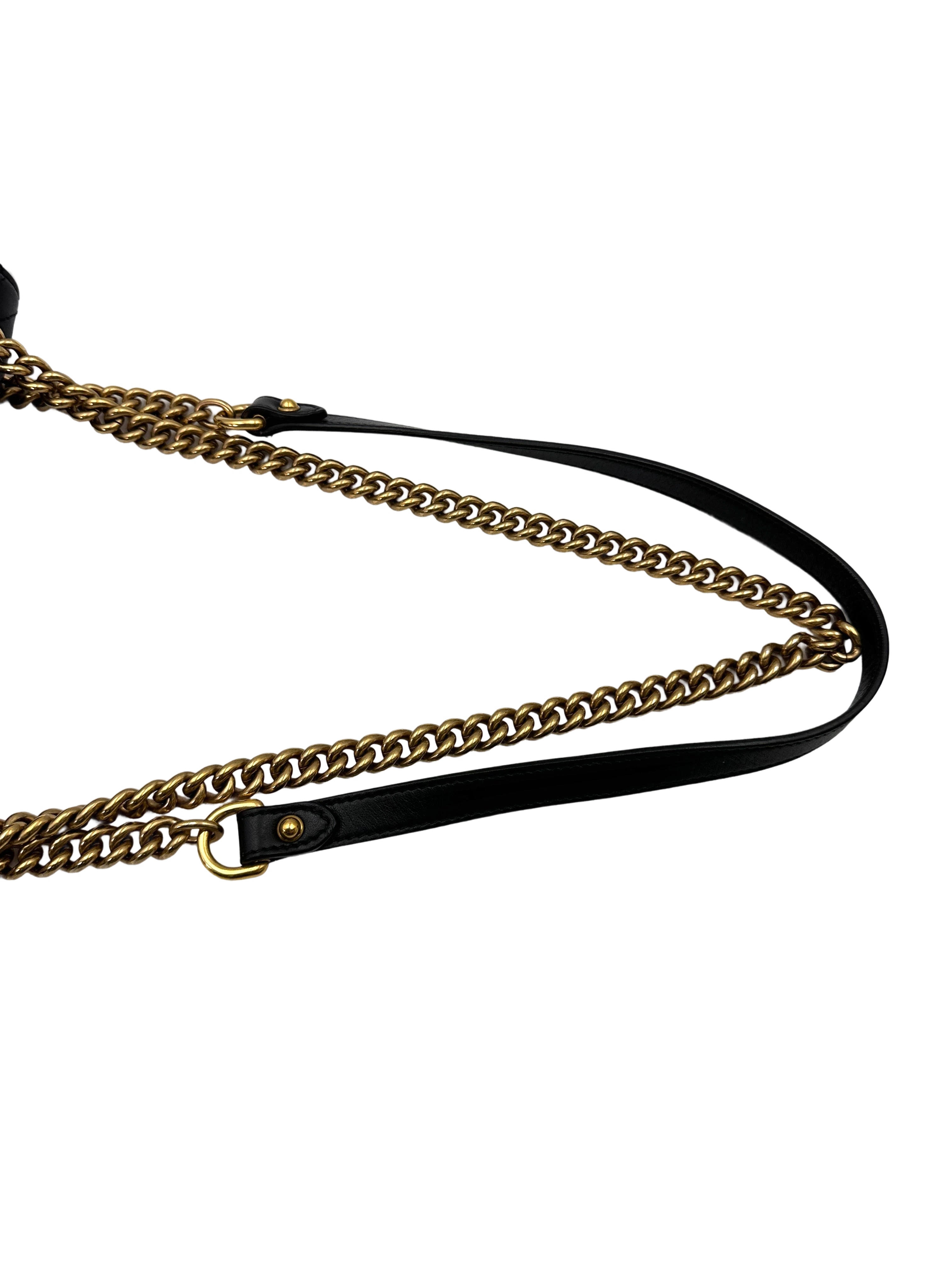 Gucci GG Marmont Black Chevron Quilted Leather Chain Shoulder Bag GG895