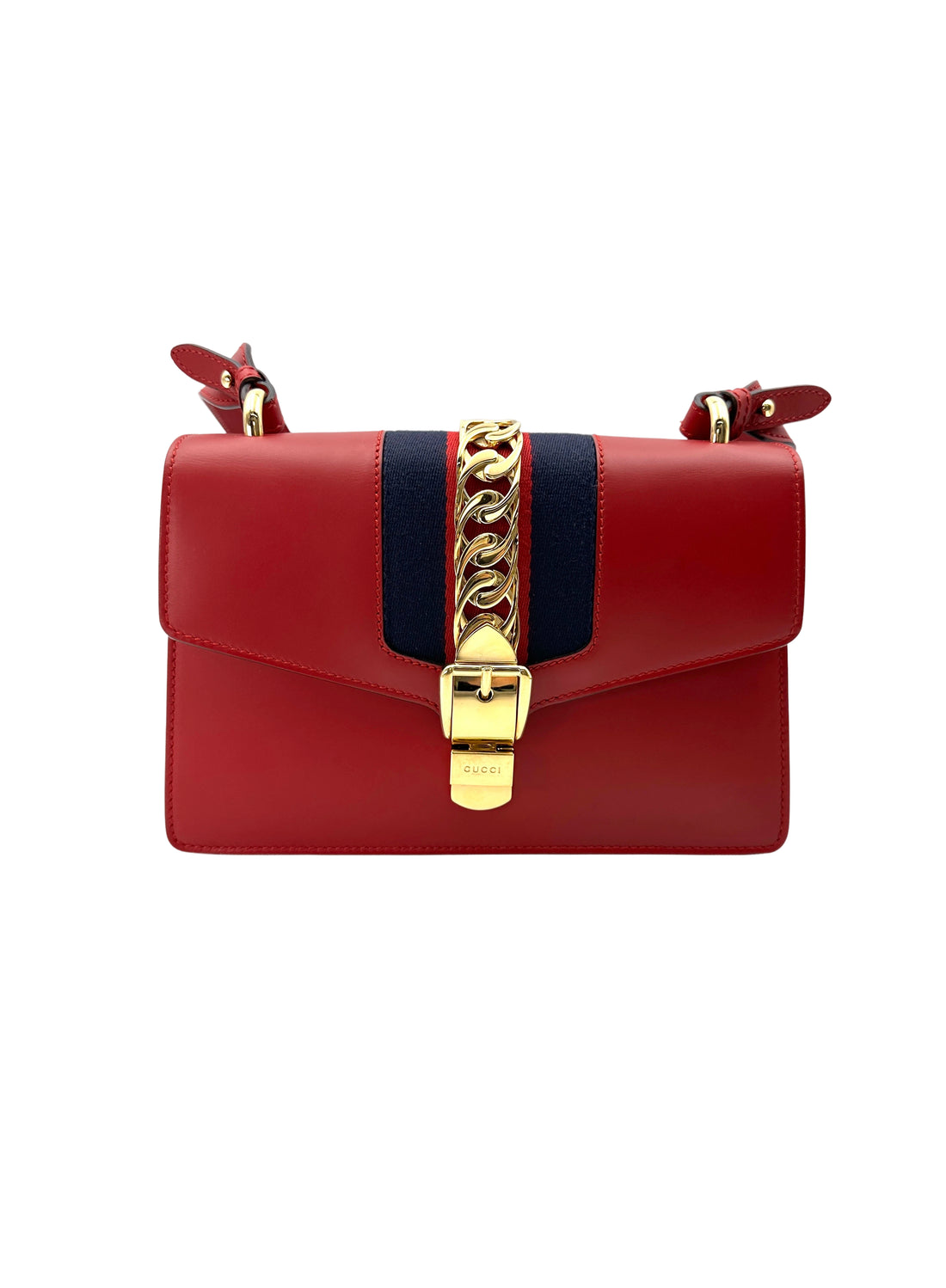 Gucci Sylvie Red Leather Medium Size Shoulder Bag GG892