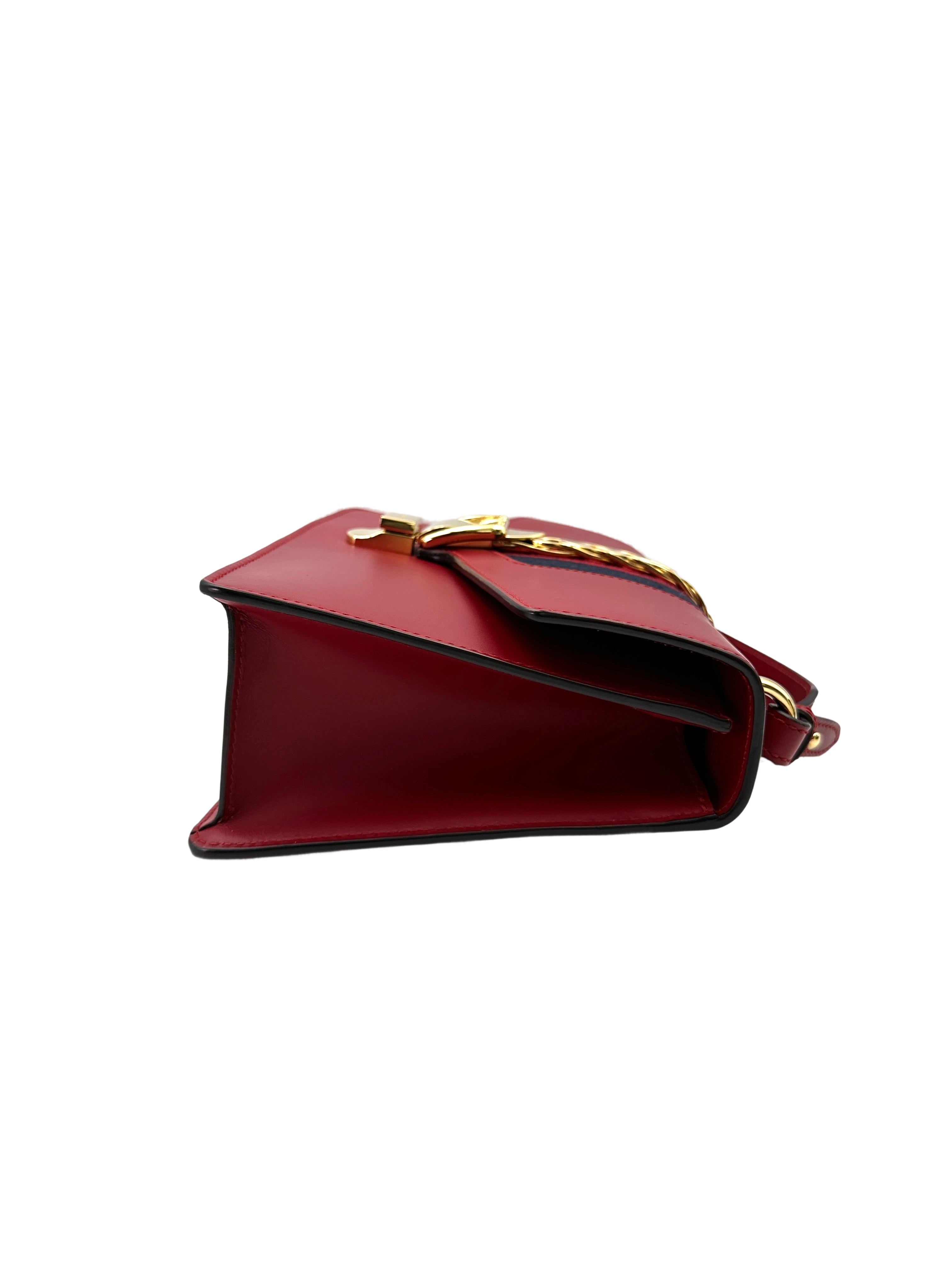 Gucci Sylvie Red Leather Medium Size Shoulder Bag GG892