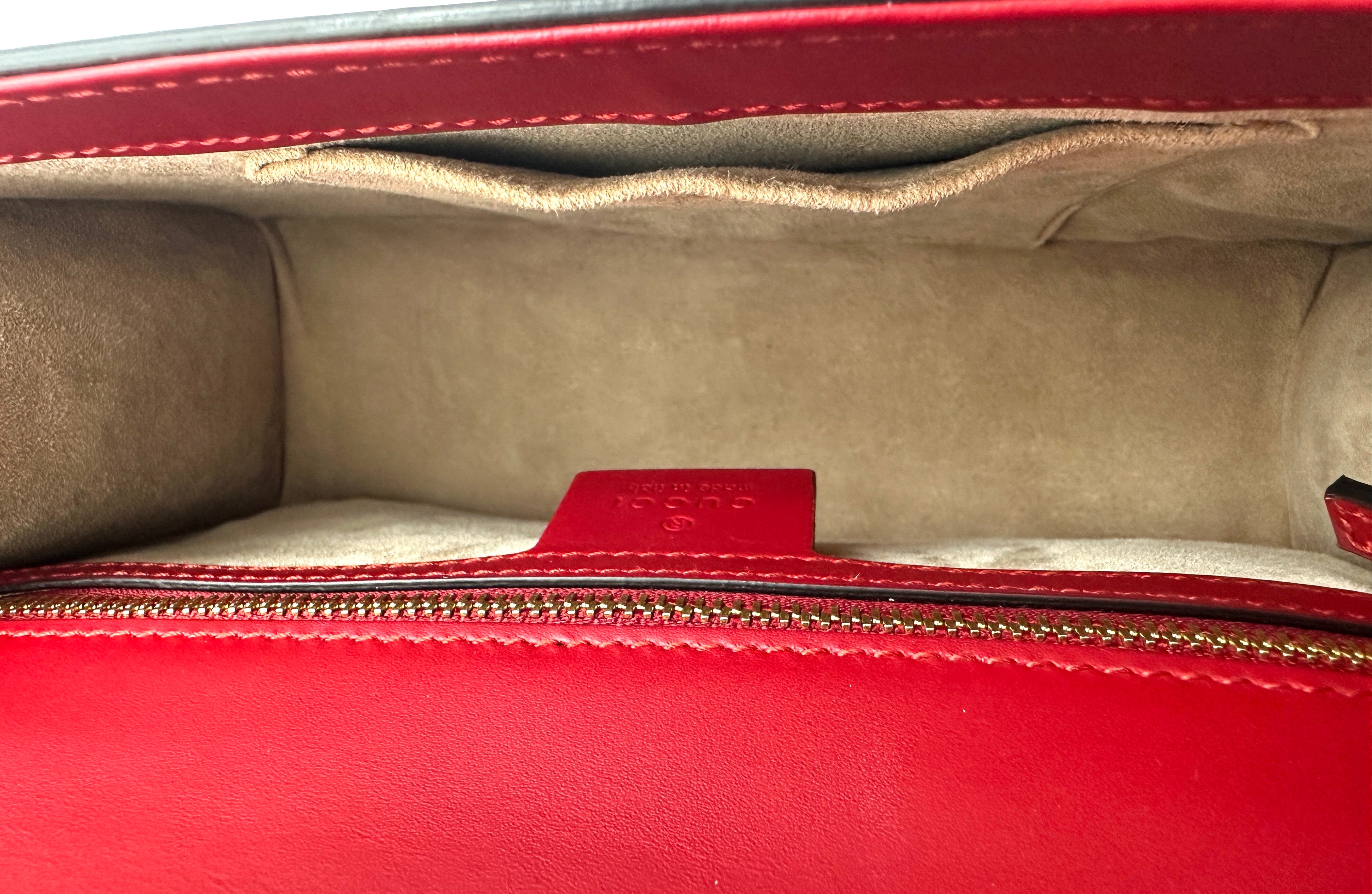 Gucci Sylvie Red Leather Medium Size Shoulder Bag GG892