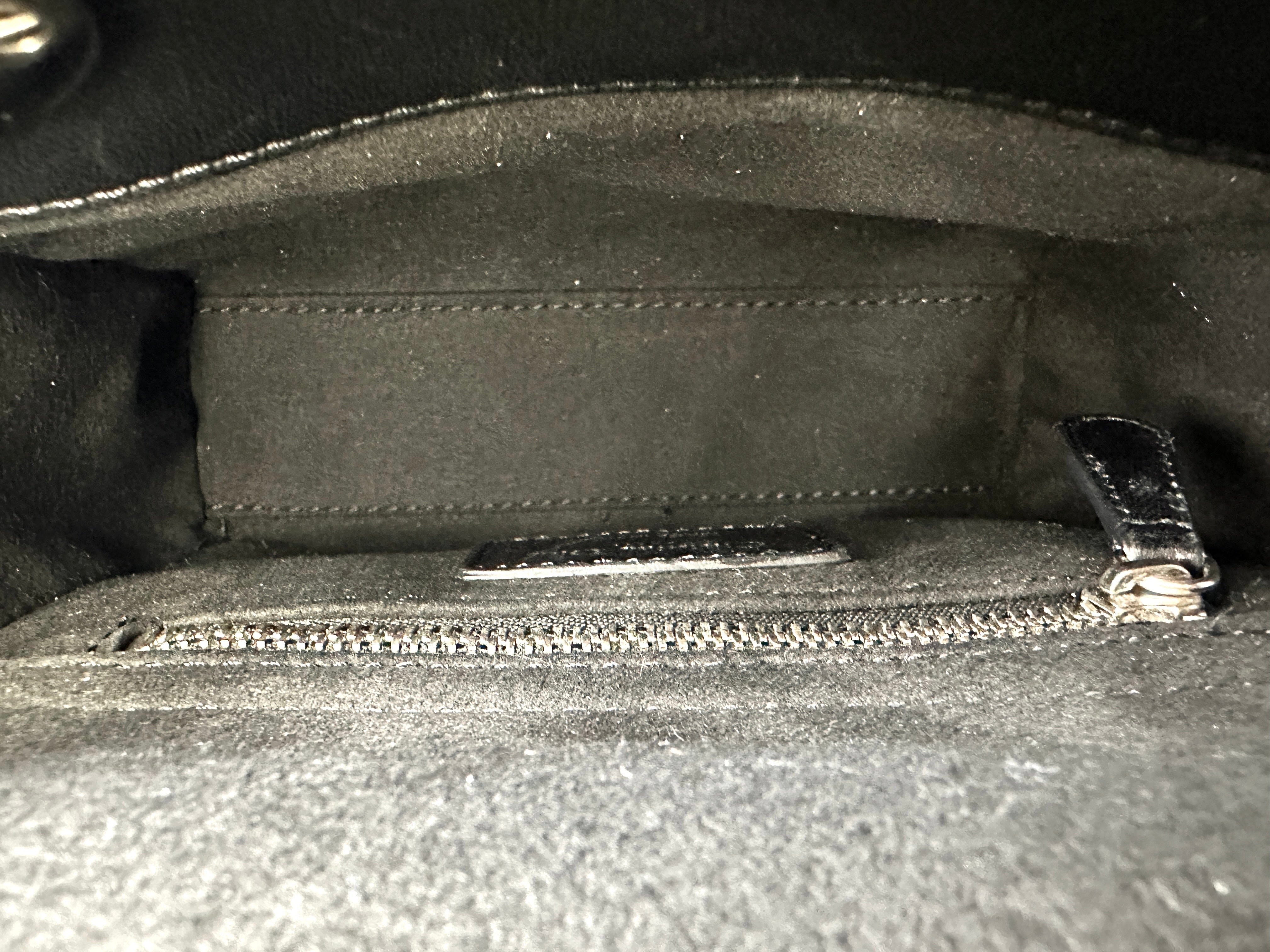 Christian Dior Lady Dior Black Cannage Leather Handle Bag With Silver Charms DR708