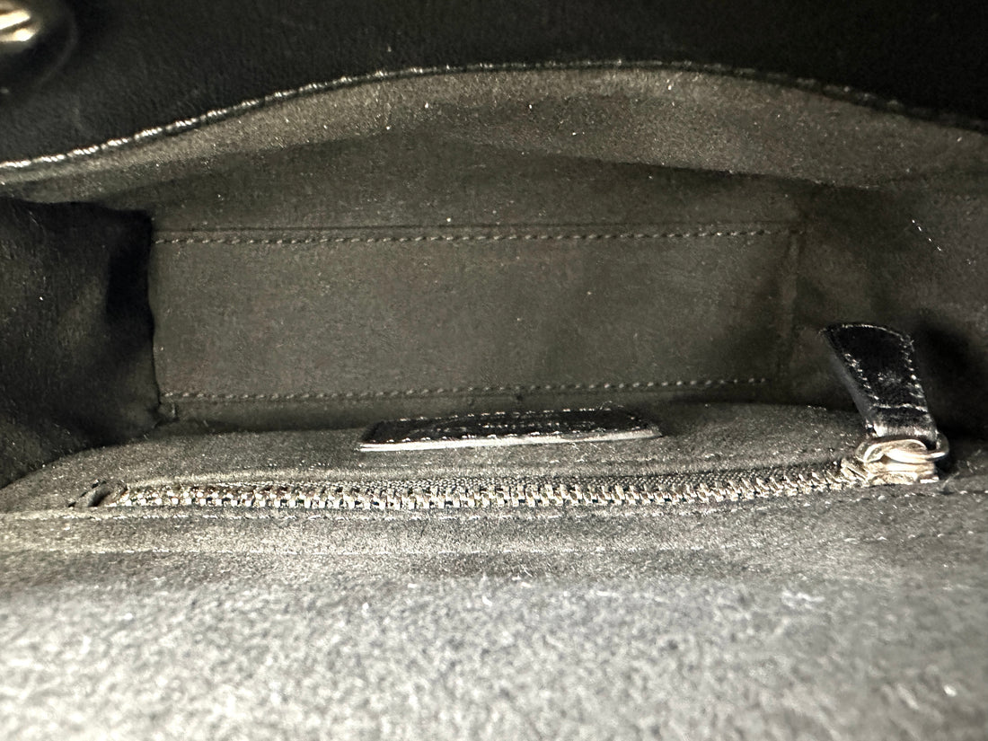 Christian Dior Lady Dior Black Cannage Leather Handle Bag With Silver Charms DR708