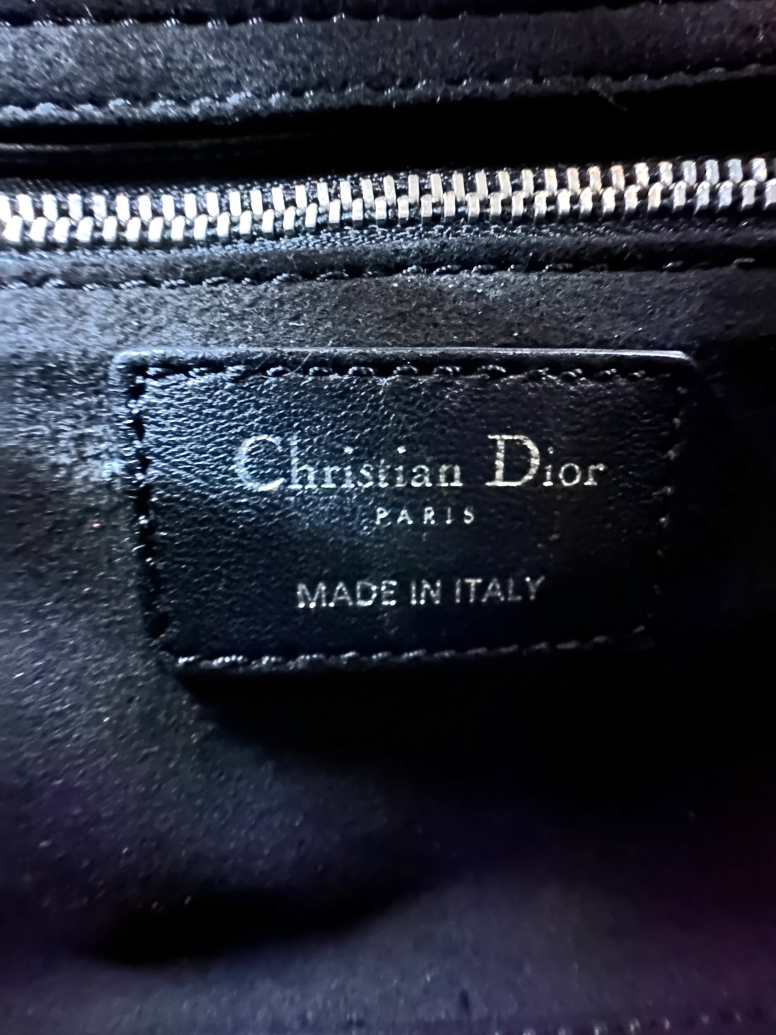 Christian Dior Lady Dior Black Cannage Leather Handle Bag With Silver Charms DR708