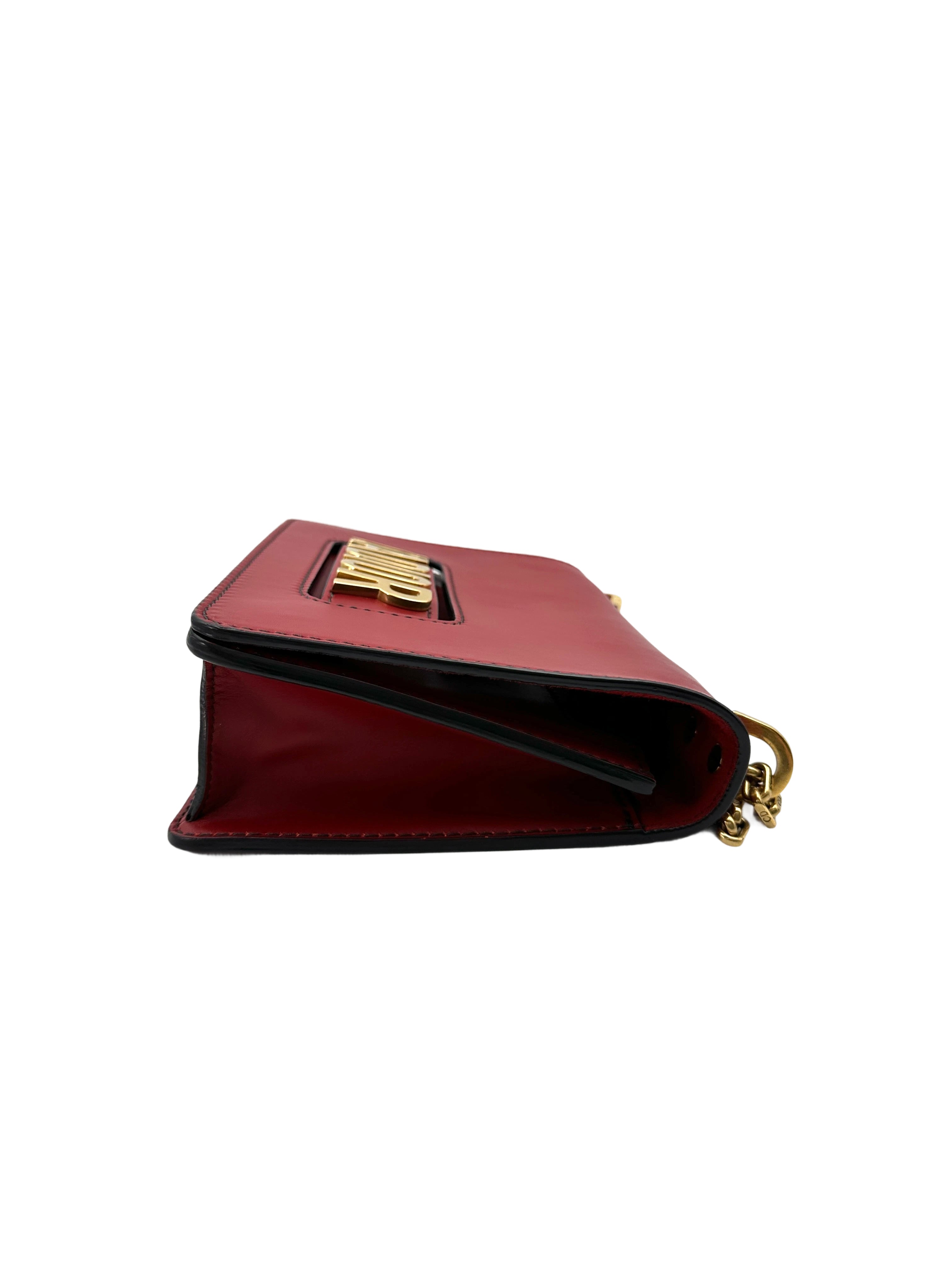 Christian Dior Jadior Red Leather Chain Bag With Gold Hardware IRIS198