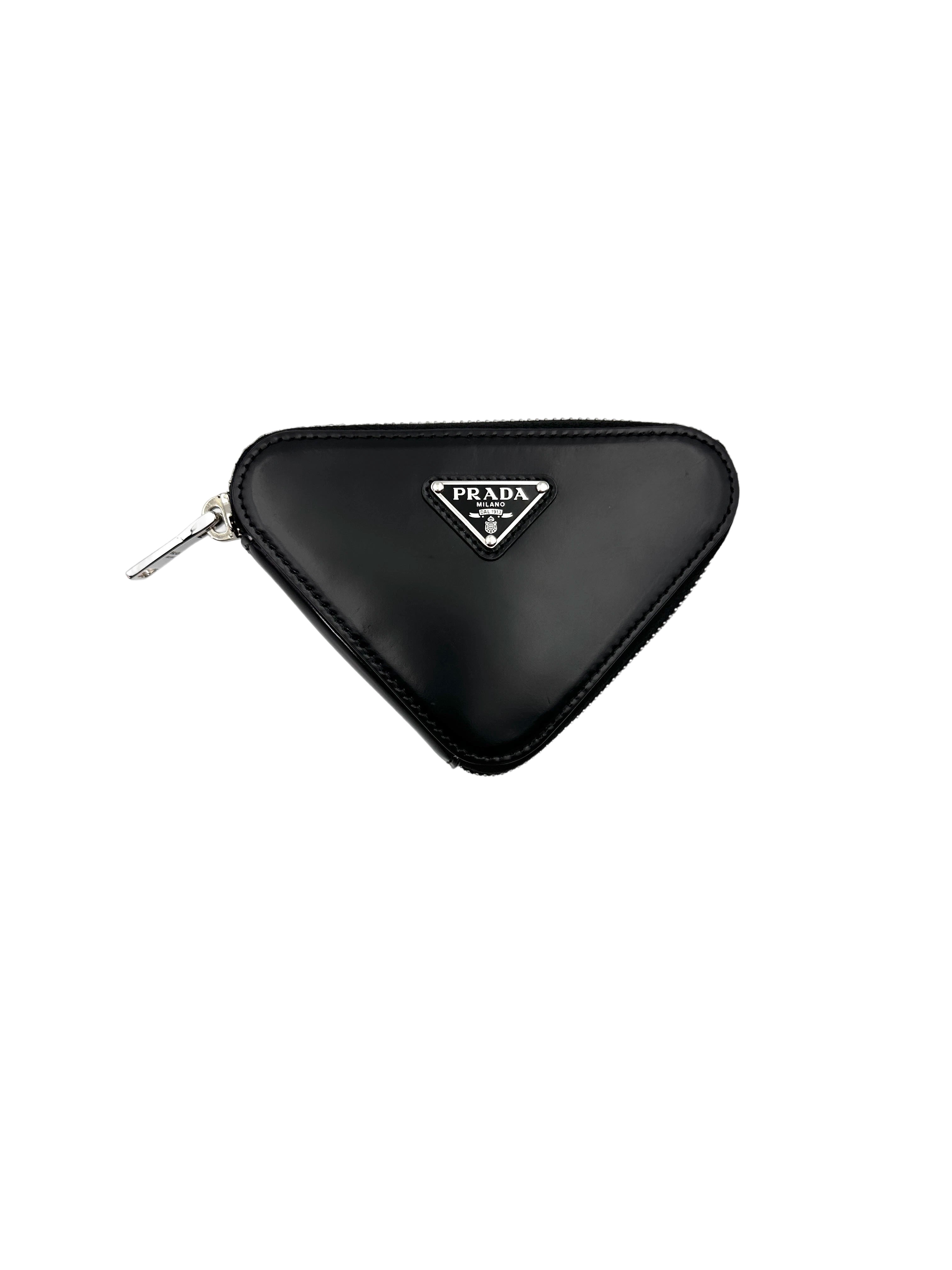 Prada Triangle Black Leather Pouch PR295