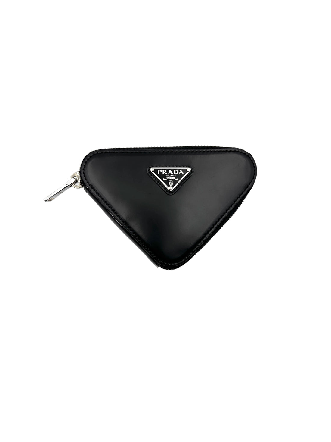 Prada Triangle Black Leather Pouch PR295