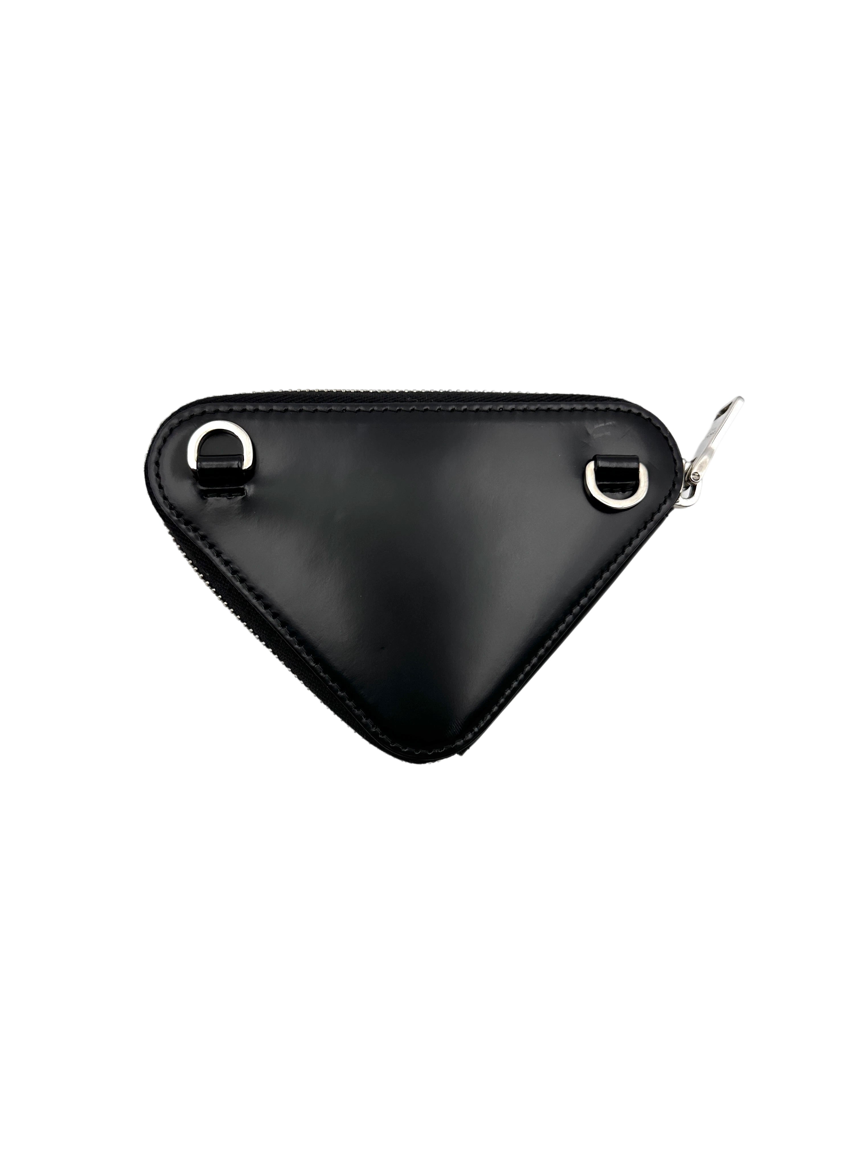 Prada Triangle Black Leather Pouch PR295