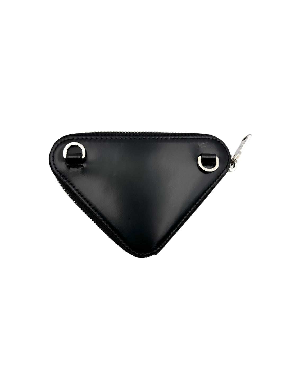 Prada Triangle Black Leather Pouch PR295