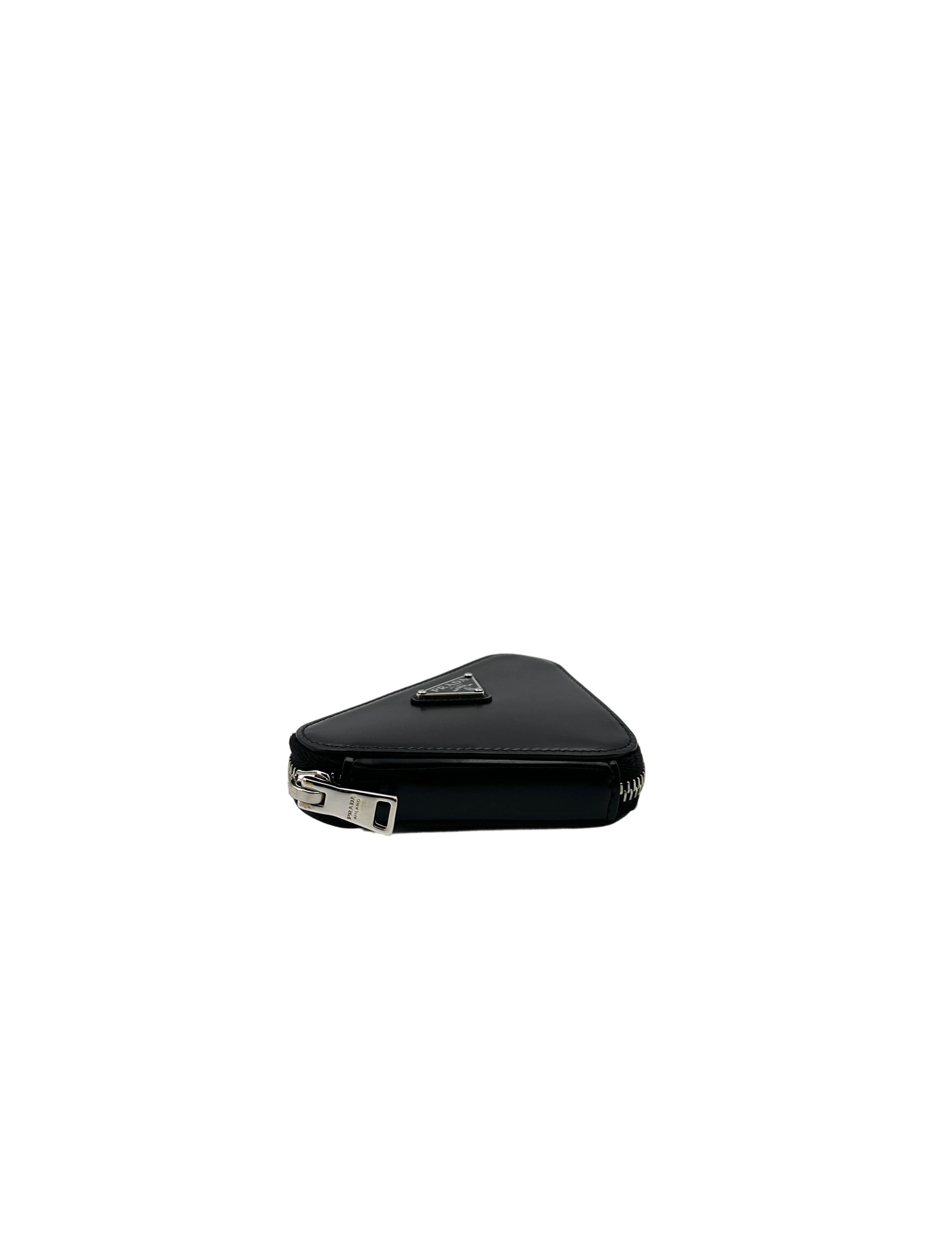 Prada Triangle Black Leather Pouch PR295