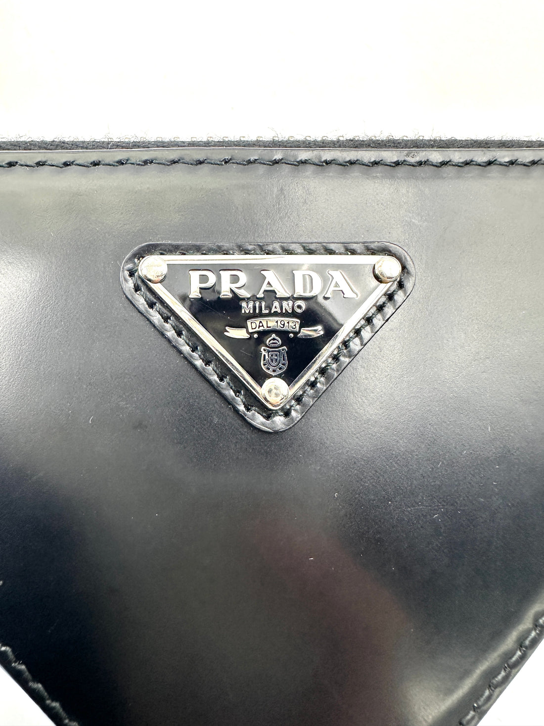 Prada Triangle Black Leather Pouch PR295