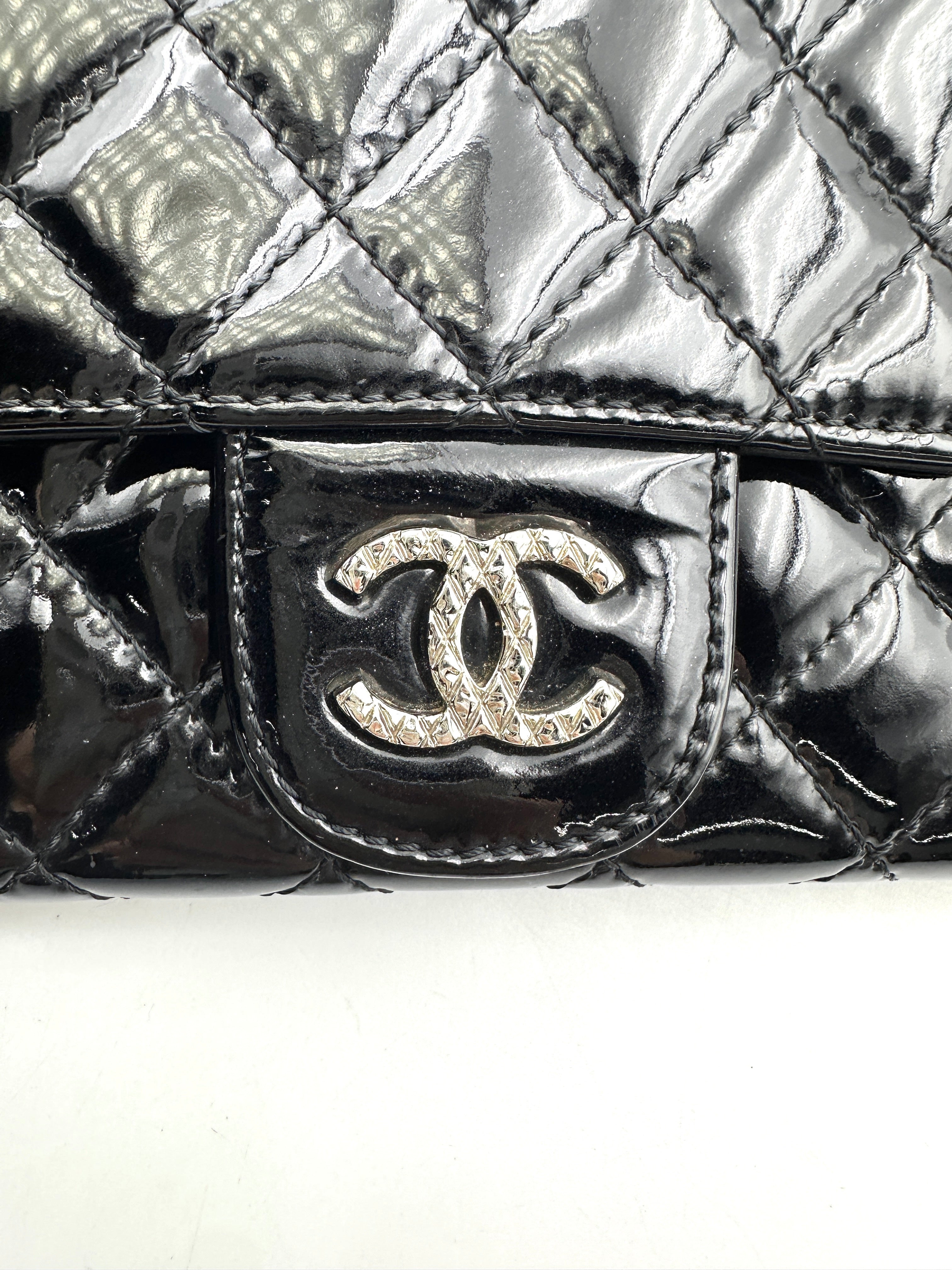 Chanel Brilliant Black Quilted Patent Leather Flap Bag(14***50) CC1856