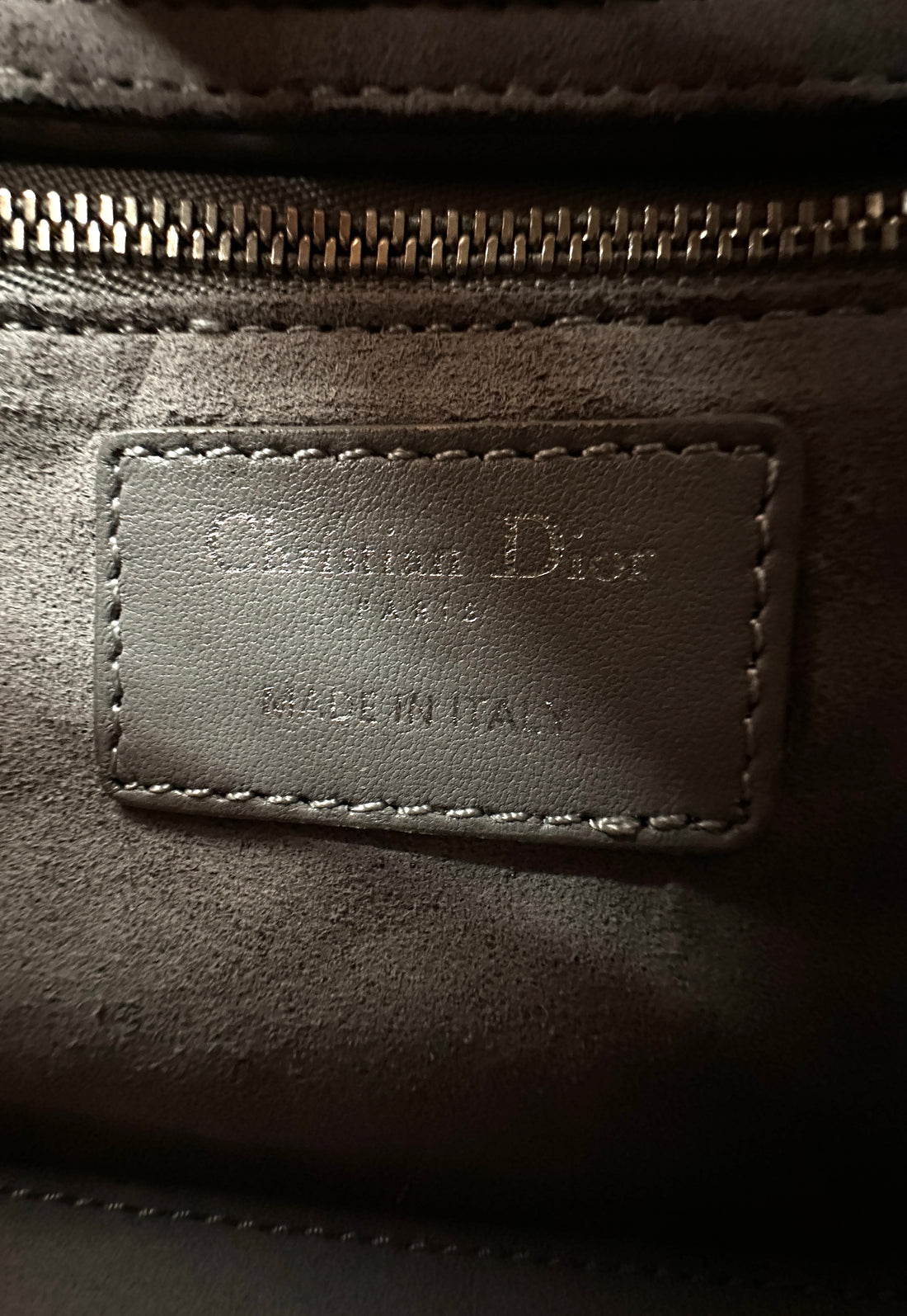 Christian Dior Lady Dior Grey Cannage Leather Handle Bag With Silver Charms DR709