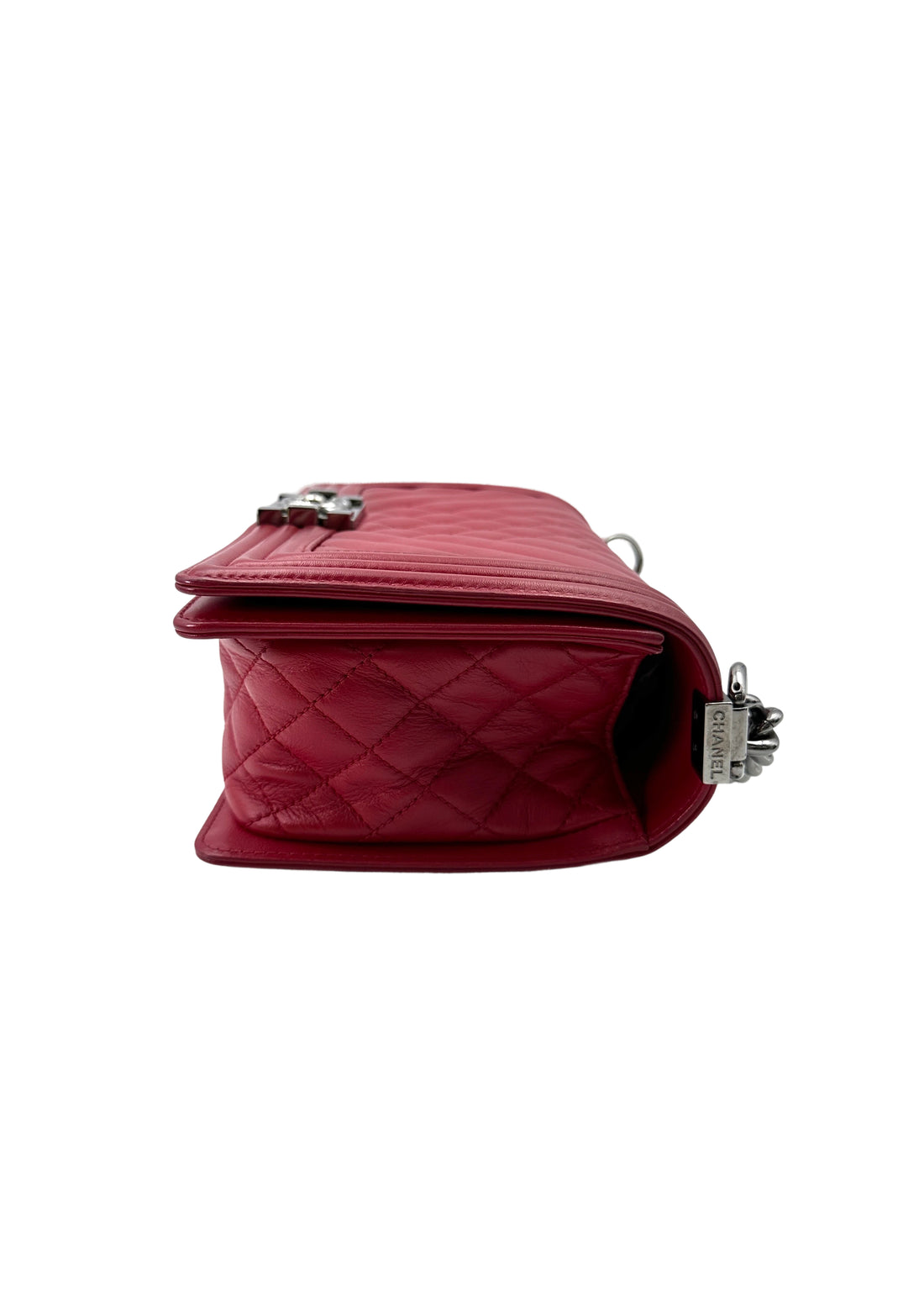 Chanel LeBoy Red Quilted Leather Flap Bag With Silver Buckle(19***99) CC1854