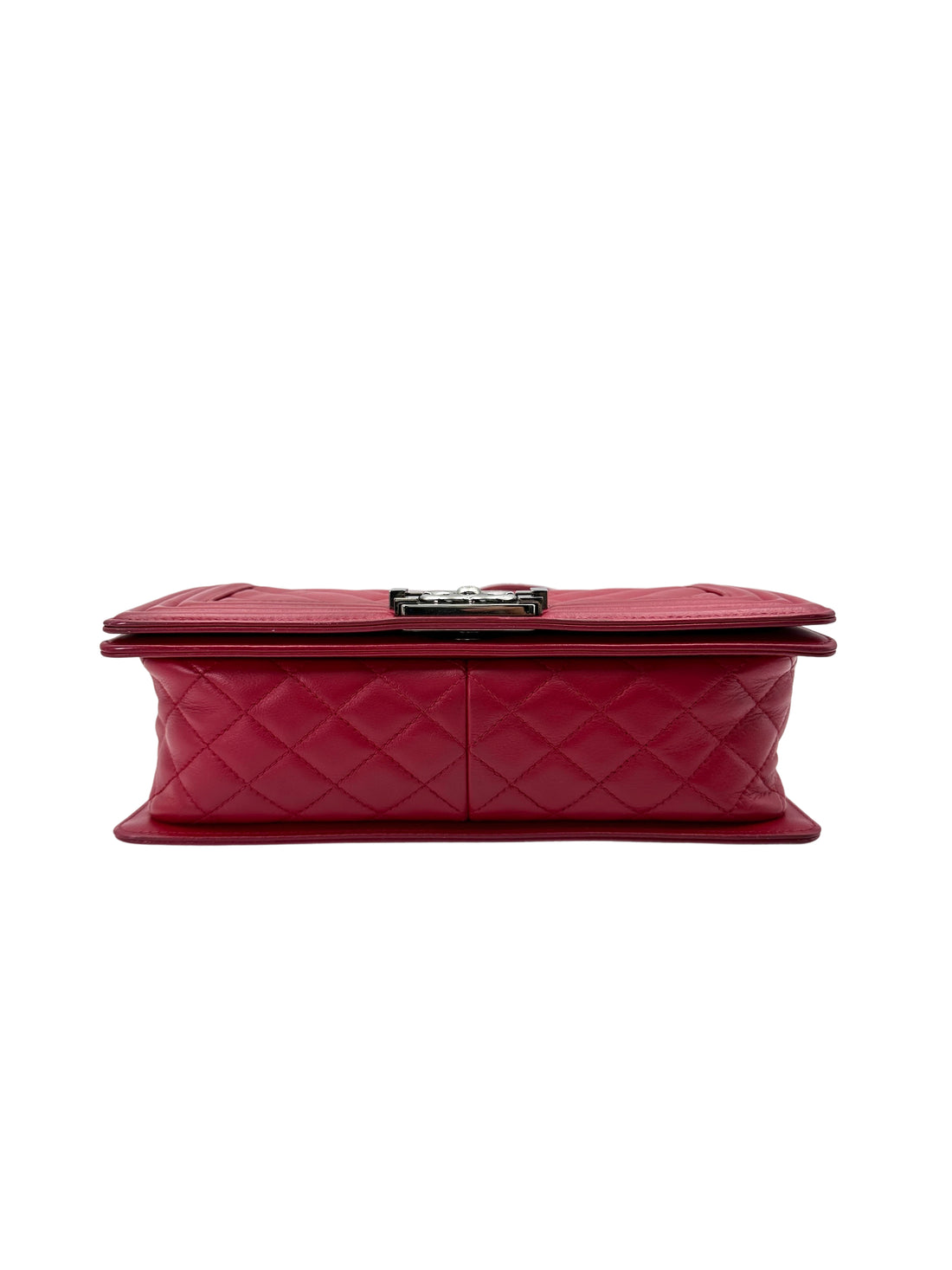 Chanel LeBoy Red Quilted Leather Flap Bag With Silver Buckle(19***99) CC1854