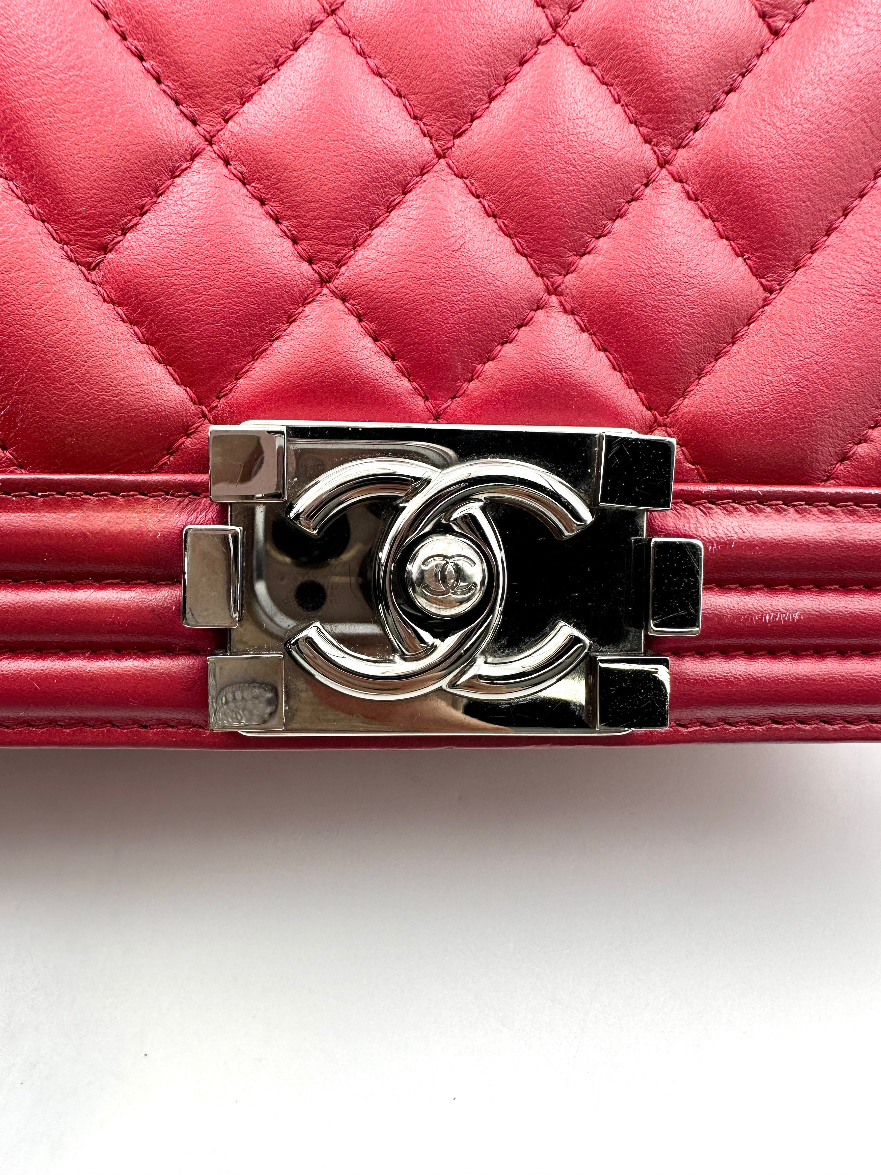 Chanel LeBoy Red Quilted Leather Flap Bag With Silver Buckle(19***99) CC1854