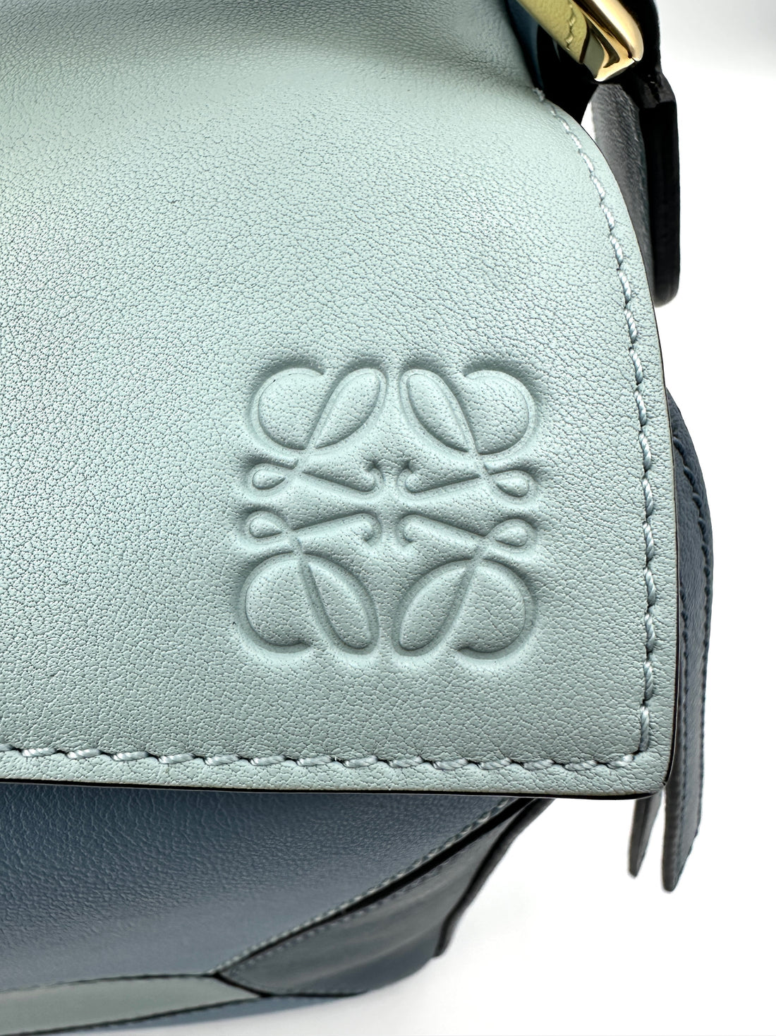 Loewe Puzzle Blue Leather Medium Size Shoulder Bag LW86-1