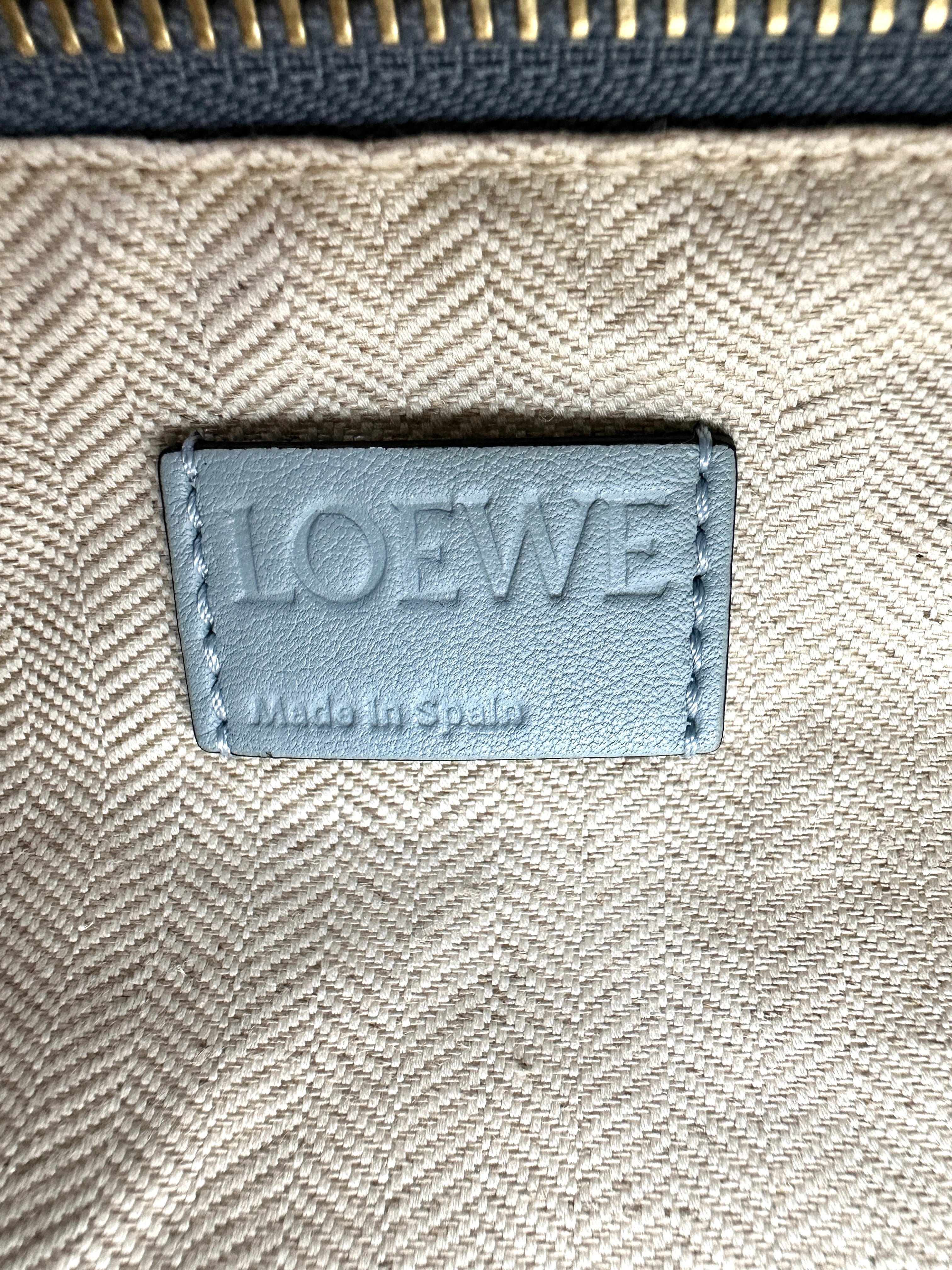 Loewe Puzzle Blue Leather Medium Size Shoulder Bag LW86-1