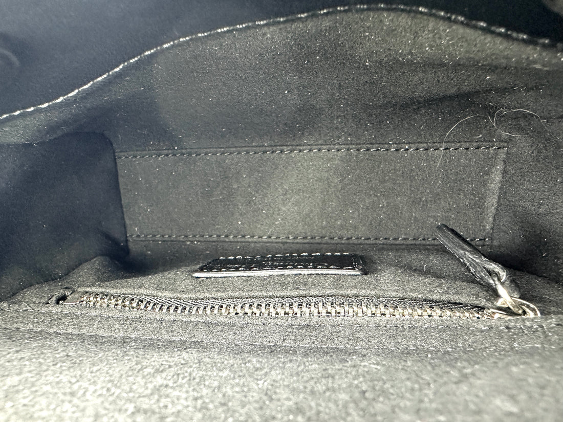 Christian Dior Lady Dior Black Cannage Leather Handle Bag With Silver Charms DR710