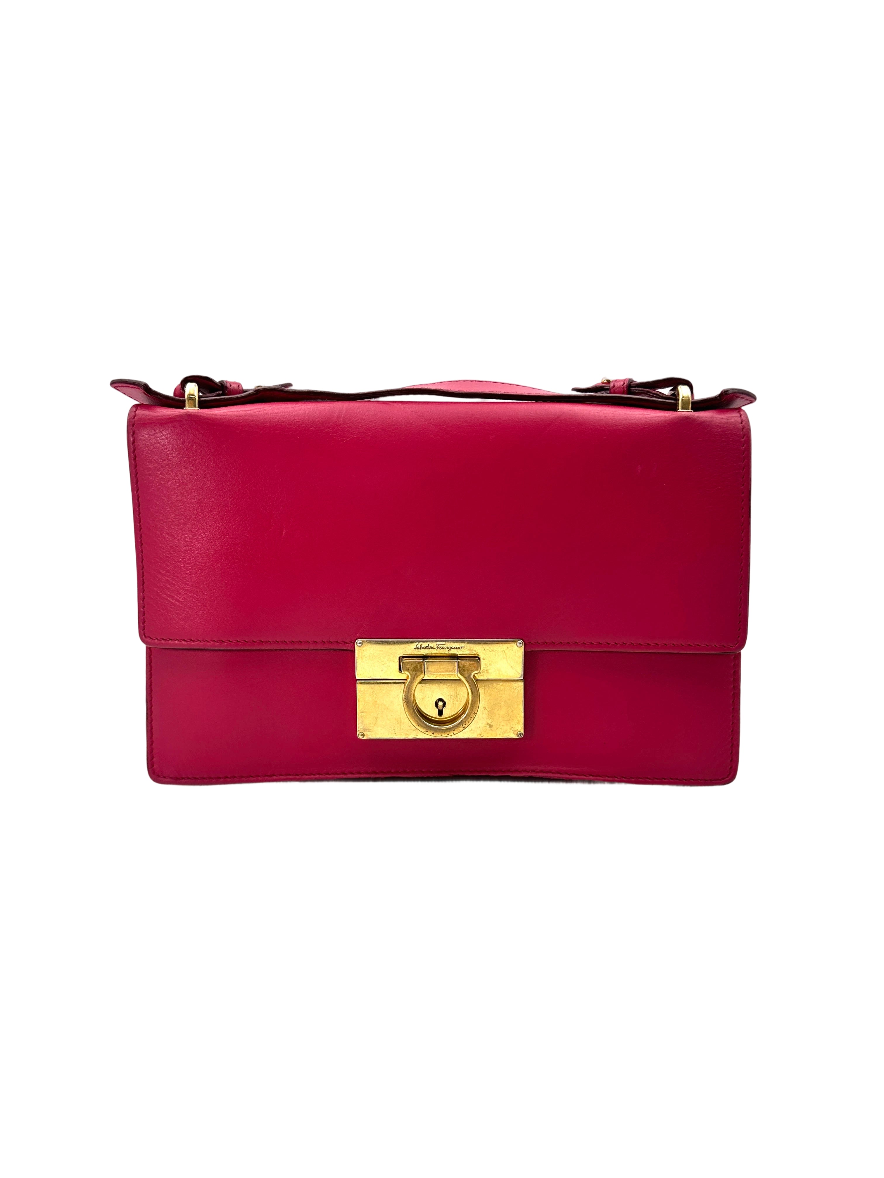 Salvatore Ferragamo Aileen Pink Leather Shoulder Bag FG08