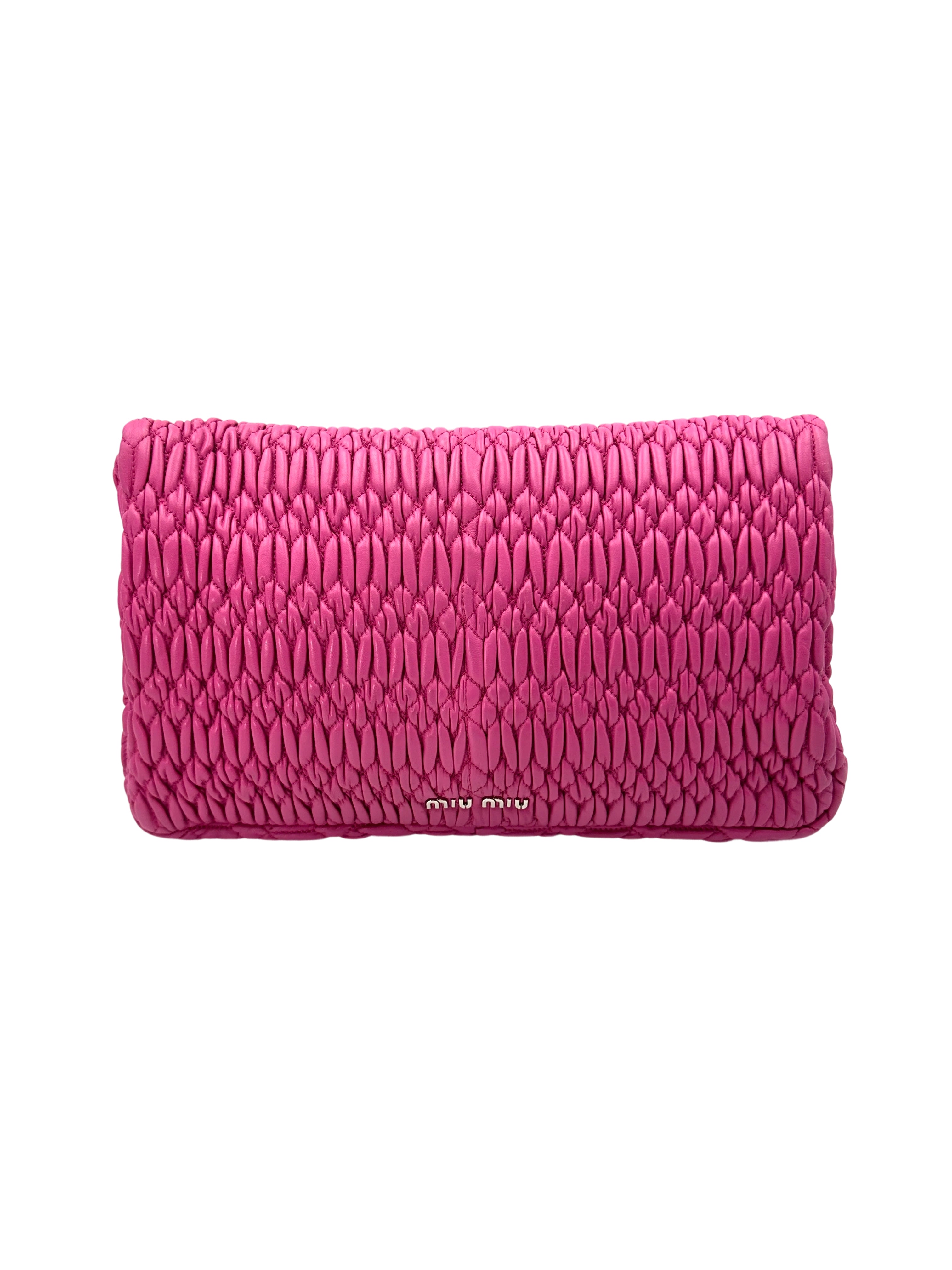 Miu Miu Pink Nappa Leather Crystal Cloquet Shoulder Bag MM34