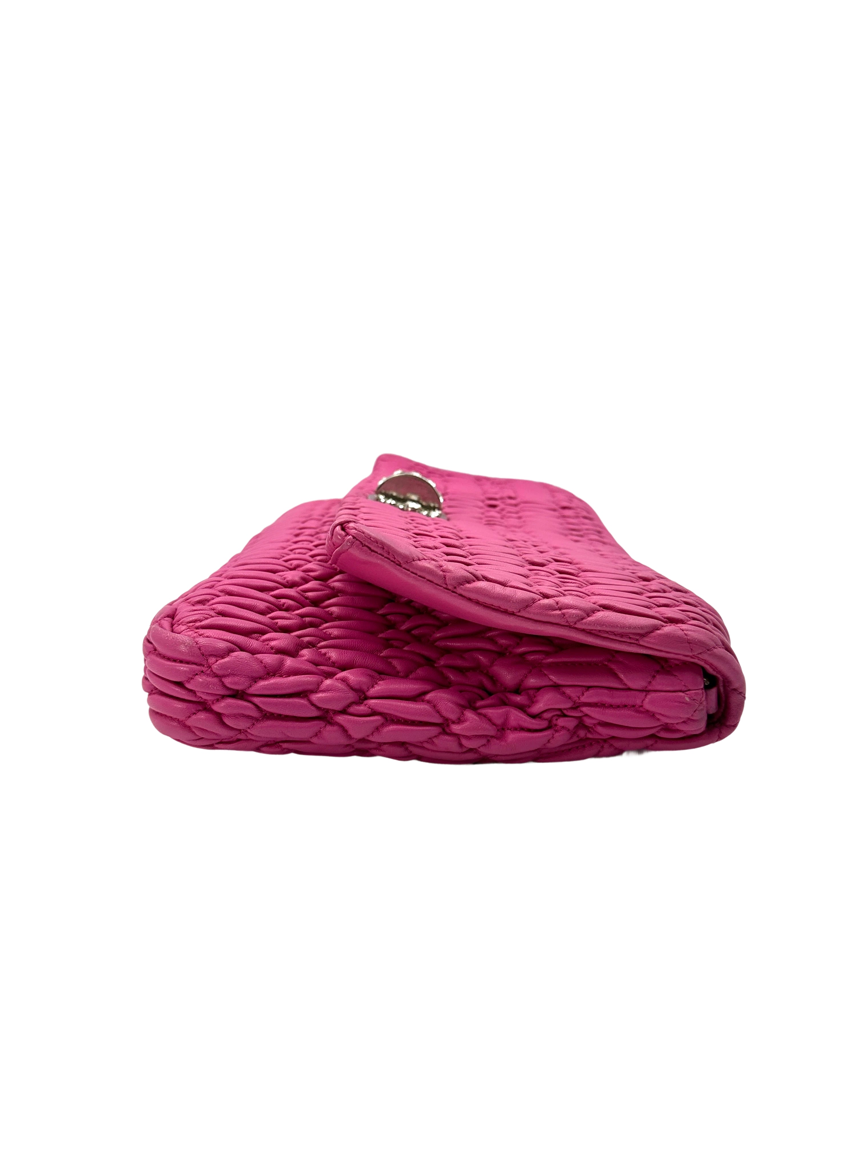 Miu Miu Pink Nappa Leather Crystal Cloquet Shoulder Bag MM34