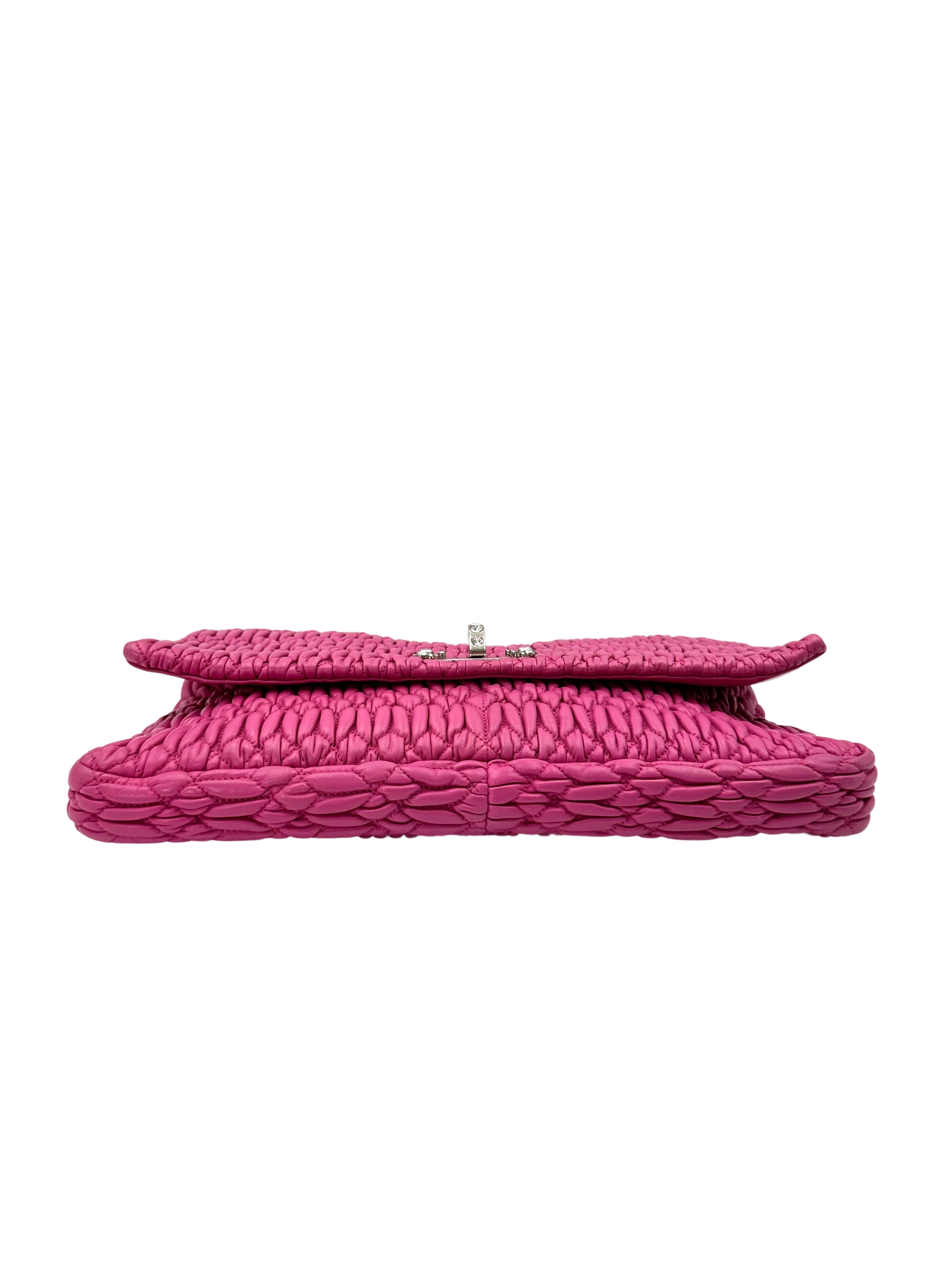 Miu Miu Pink Nappa Leather Crystal Cloquet Shoulder Bag MM34