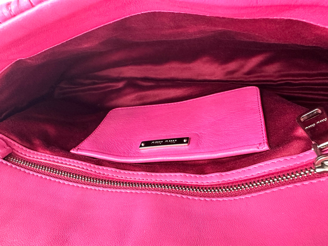 Miu Miu Pink Nappa Leather Crystal Cloquet Shoulder Bag MM34