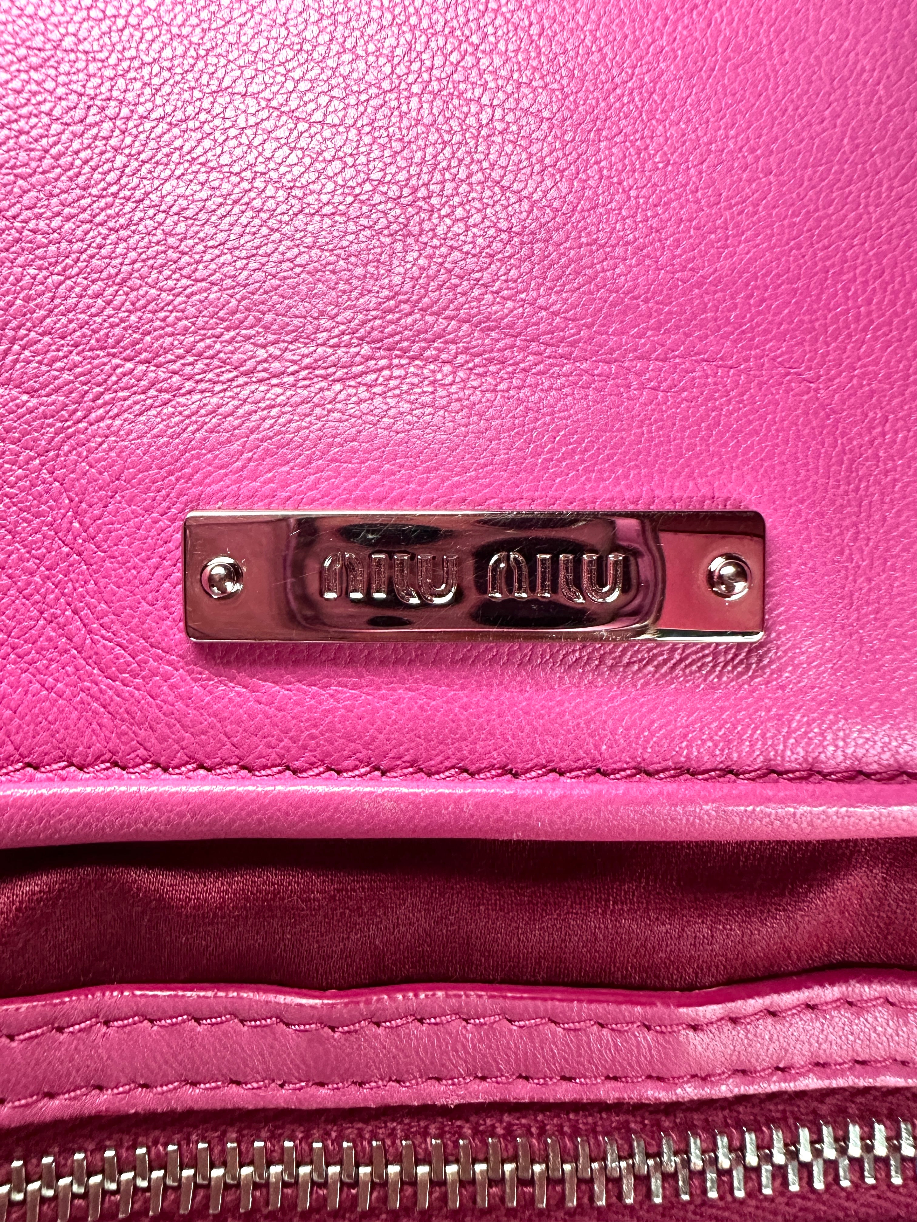 Miu Miu Pink Nappa Leather Crystal Cloquet Shoulder Bag MM34