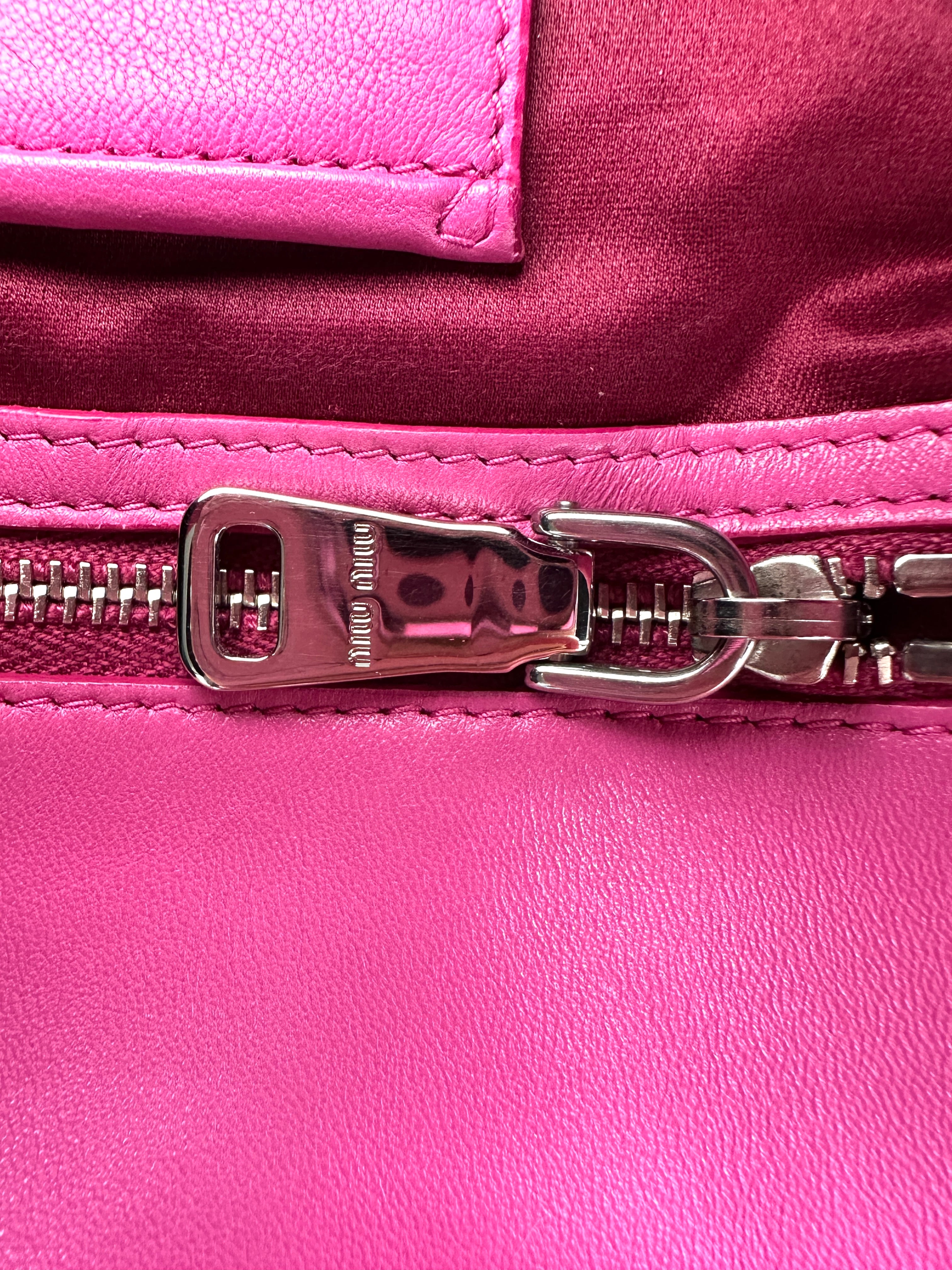 Miu Miu Pink Nappa Leather Crystal Cloquet Shoulder Bag MM34