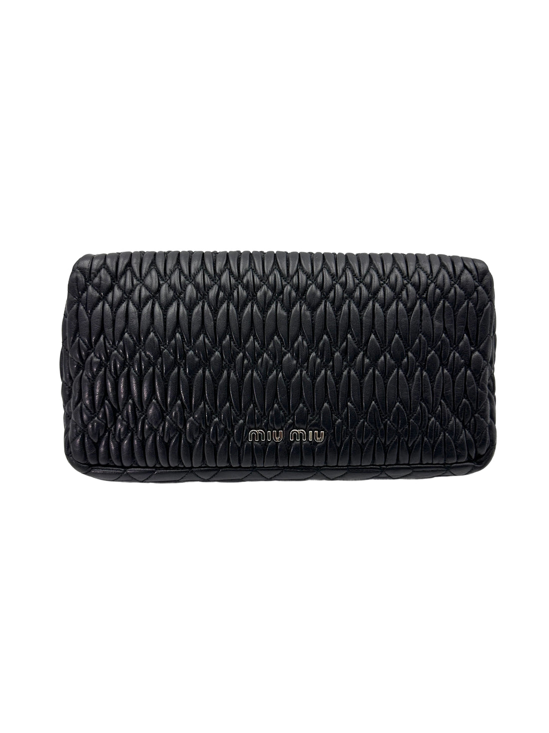 Miu Miu Black Nappa Leather Crystal Cloquet Shoulder Bag MM33