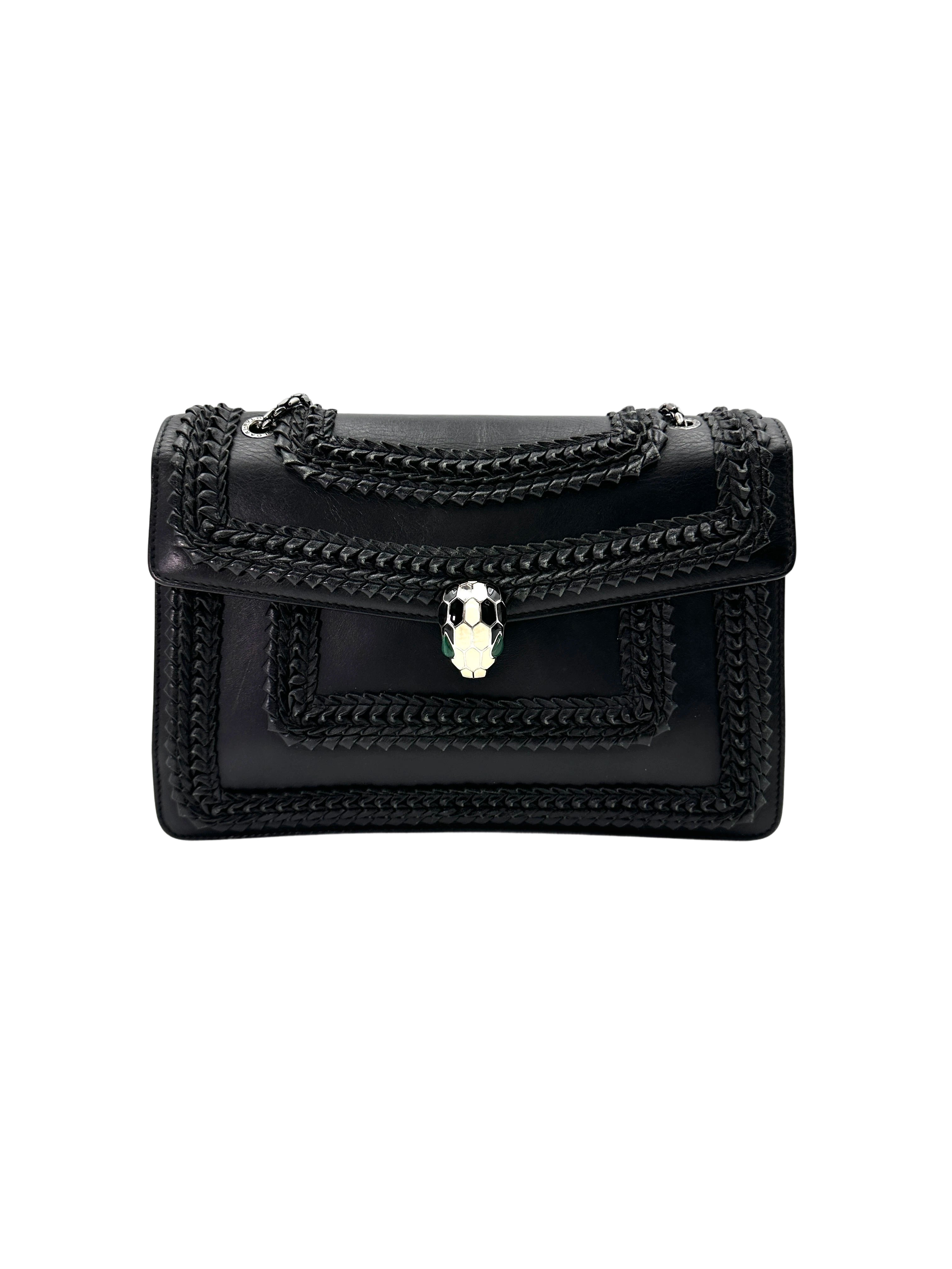 Bvlgari Serpenti Forever Black Leather Shoulder Bag BS40