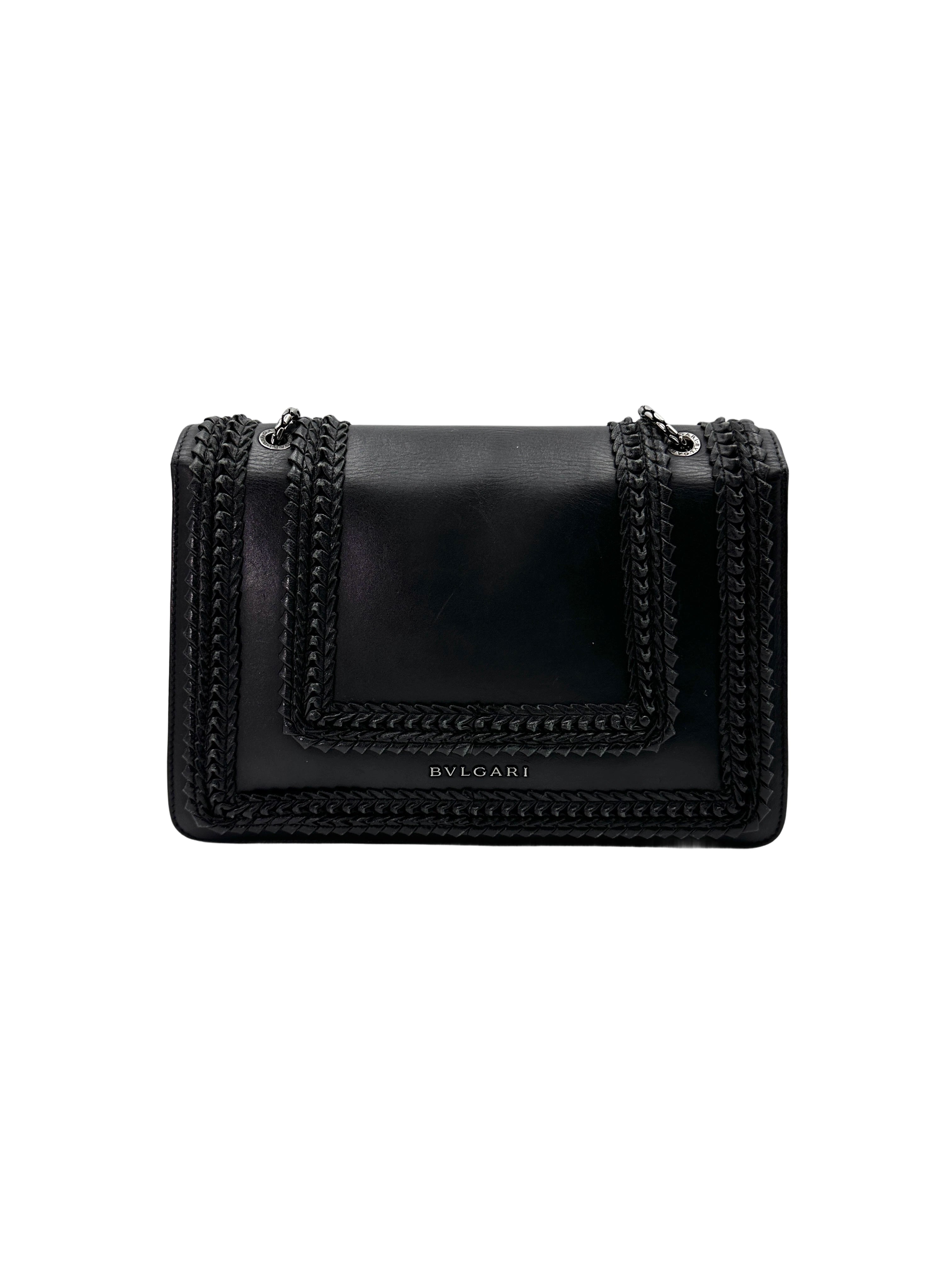Bvlgari Serpenti Forever Black Leather Shoulder Bag BS40