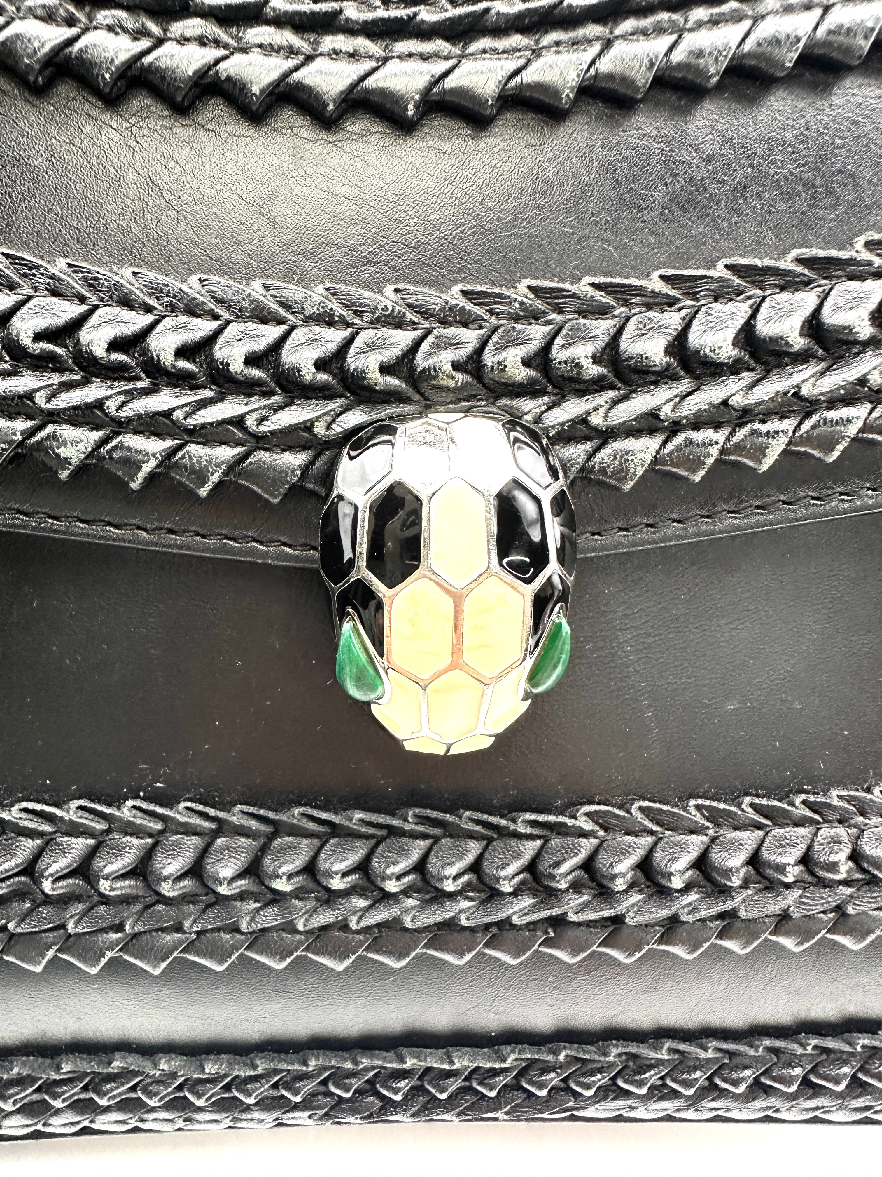 Bvlgari Serpenti Forever Black Leather Shoulder Bag BS40