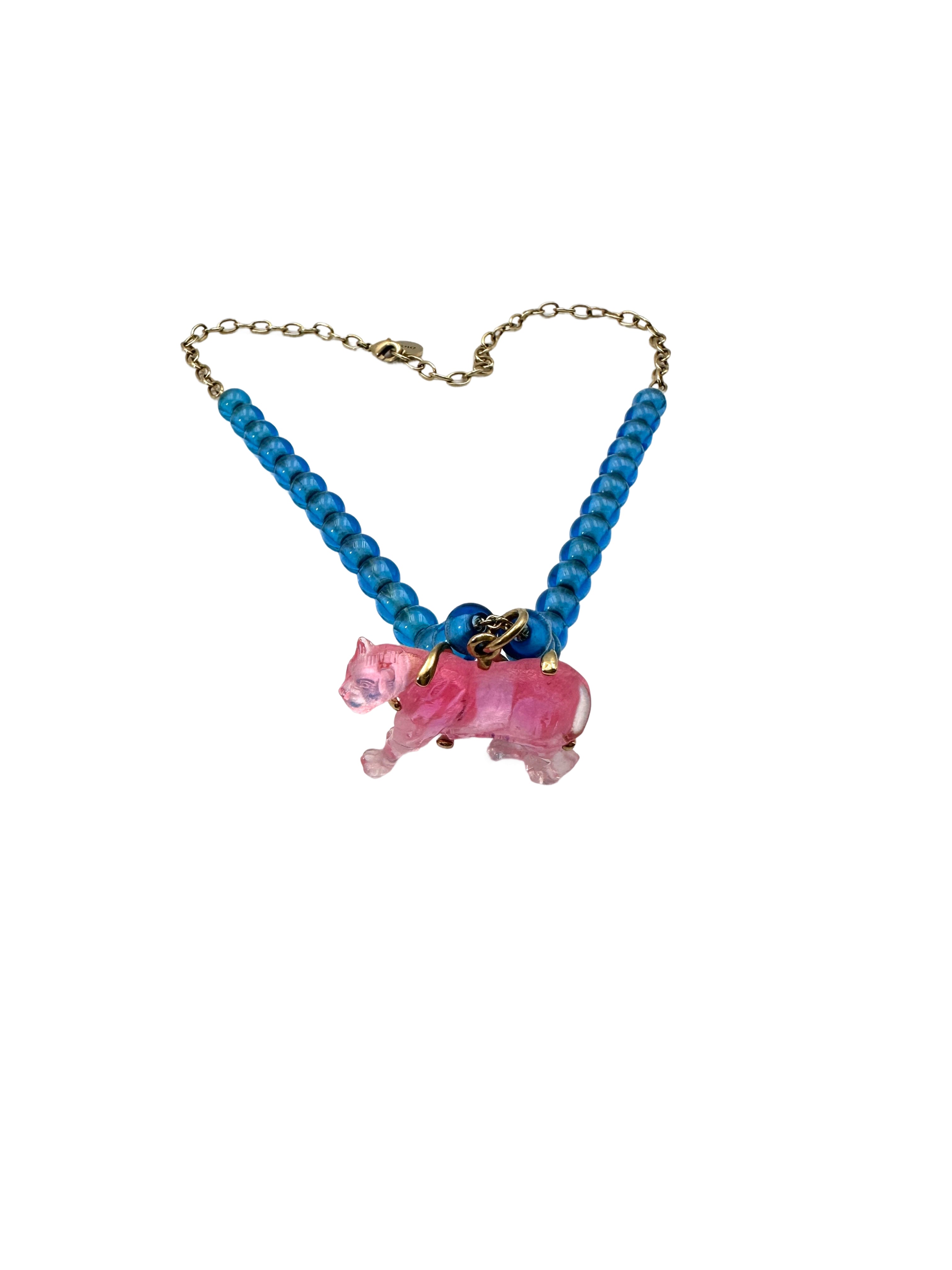 Christian Dior Transparent Pink Leopard Necklace DR711