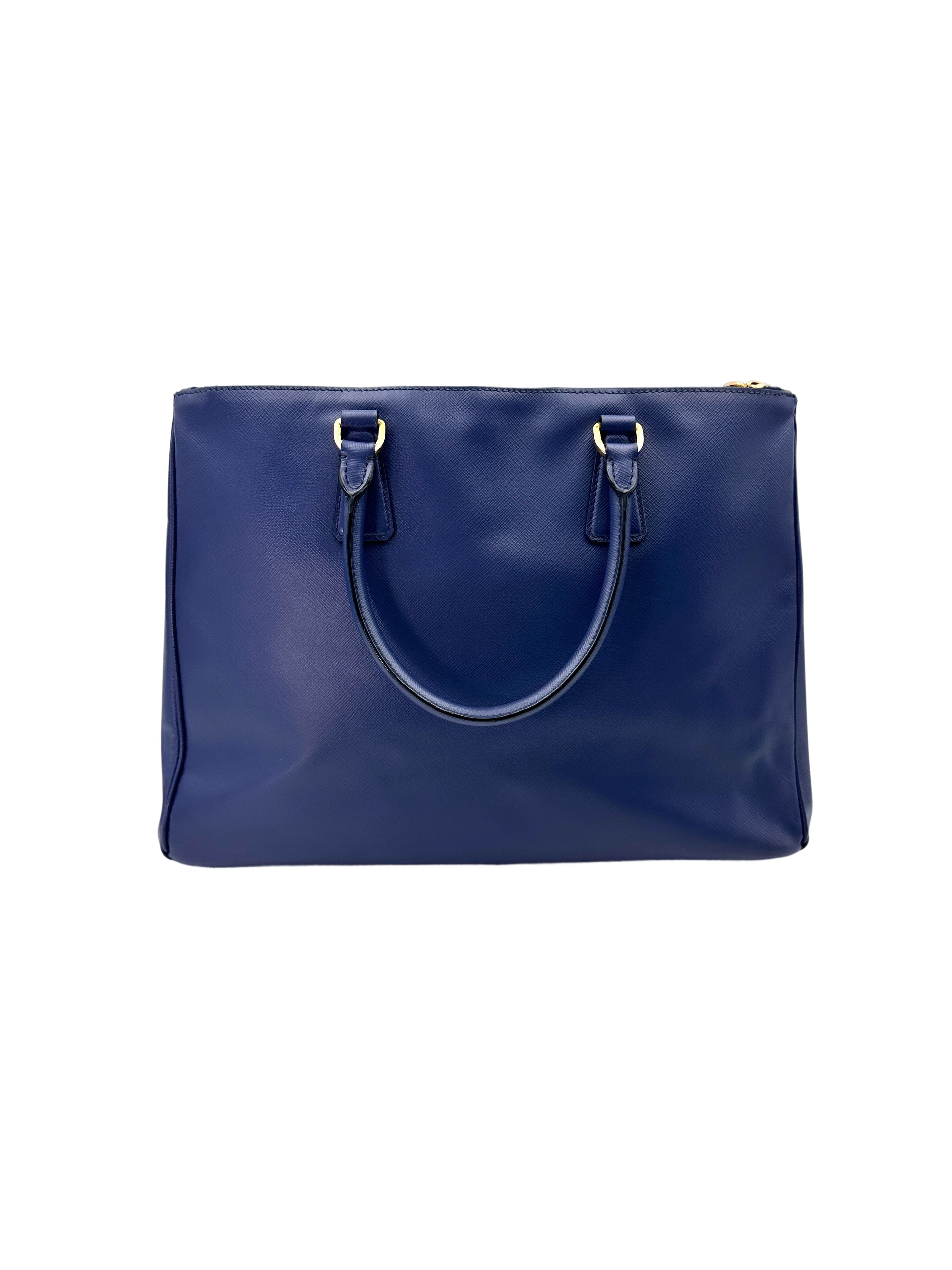 Prada Galleria Blue Saffiano Leather Handle Bag PR297