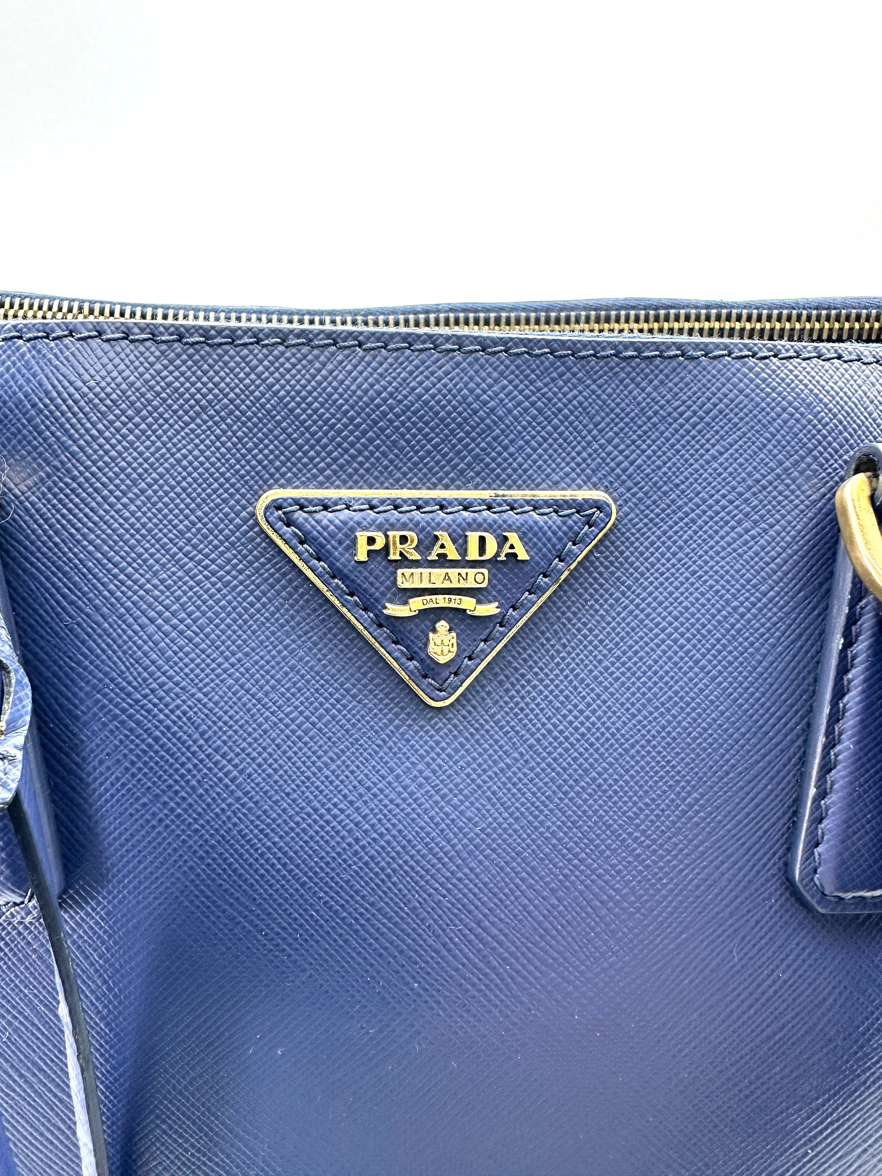Prada Galleria Blue Saffiano Leather Handle Bag PR297