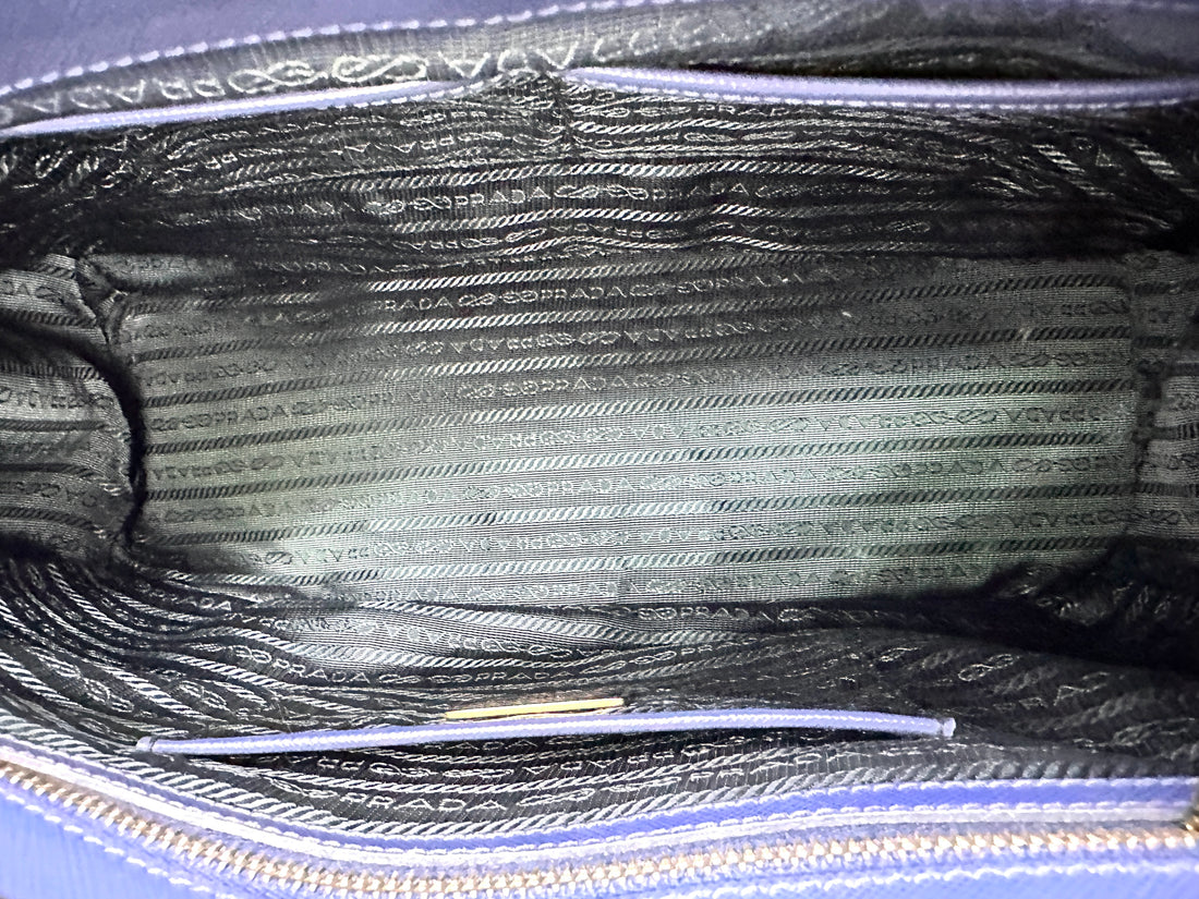 Prada Galleria Blue Saffiano Leather Handle Bag PR297