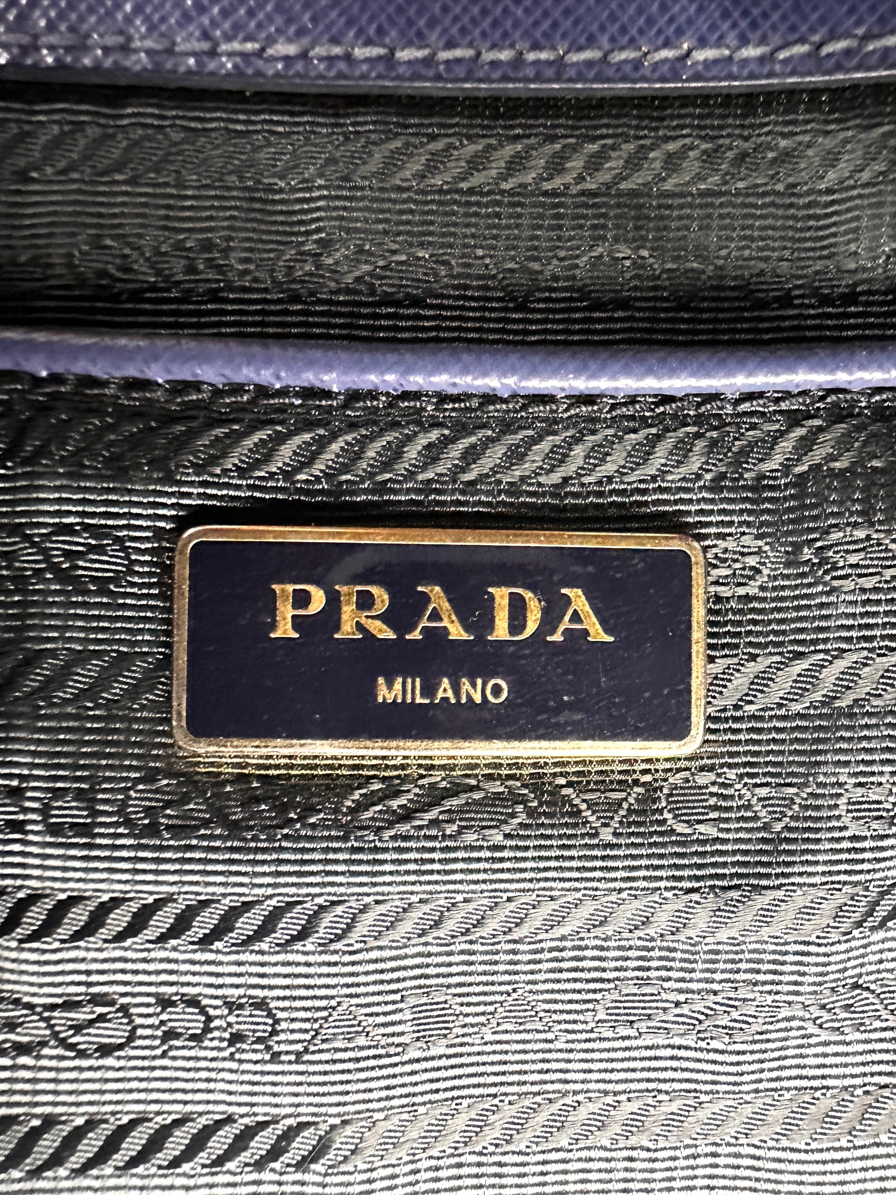 Prada Galleria Blue Saffiano Leather Handle Bag PR297