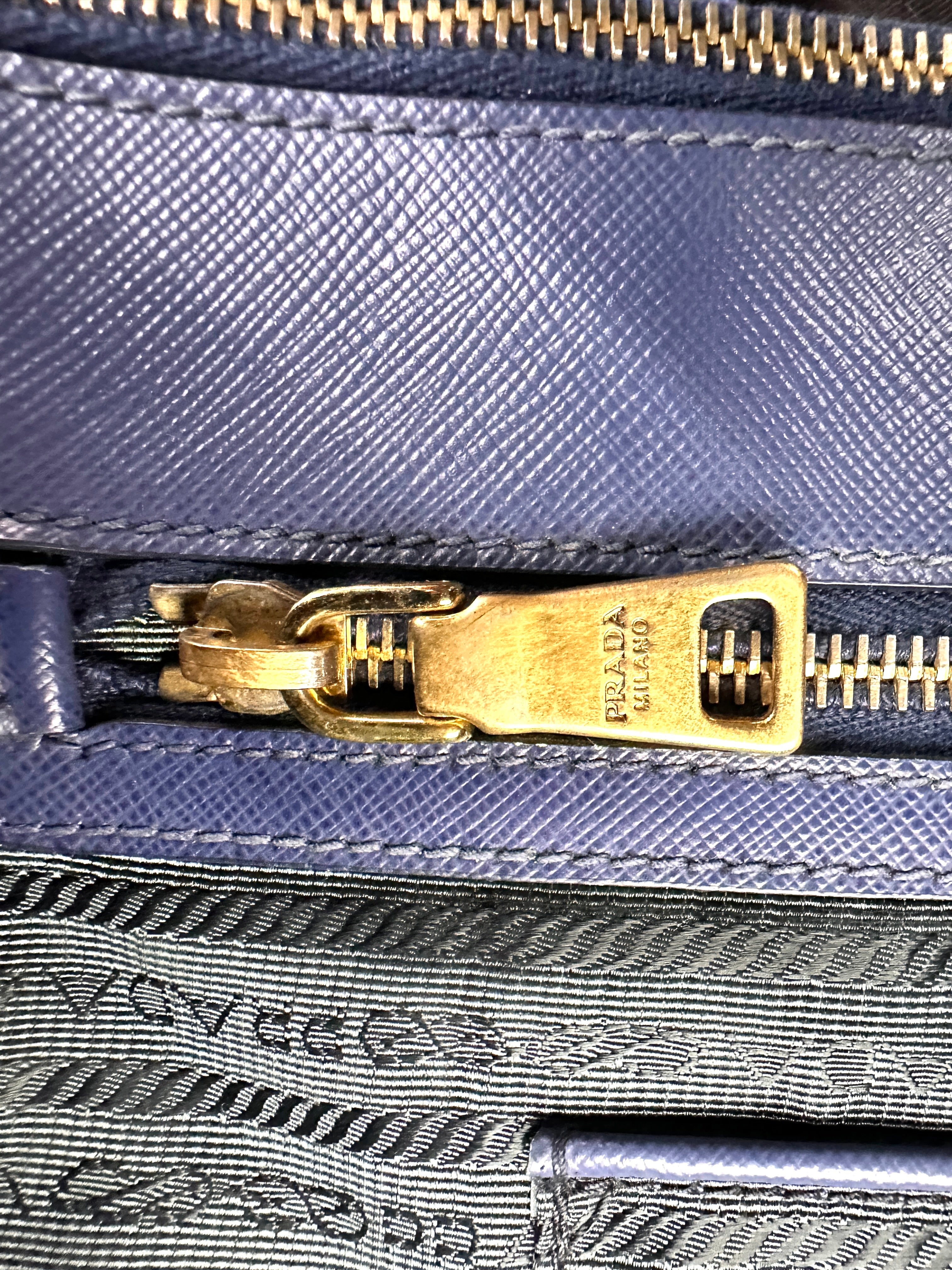 Prada Galleria Blue Saffiano Leather Handle Bag PR297