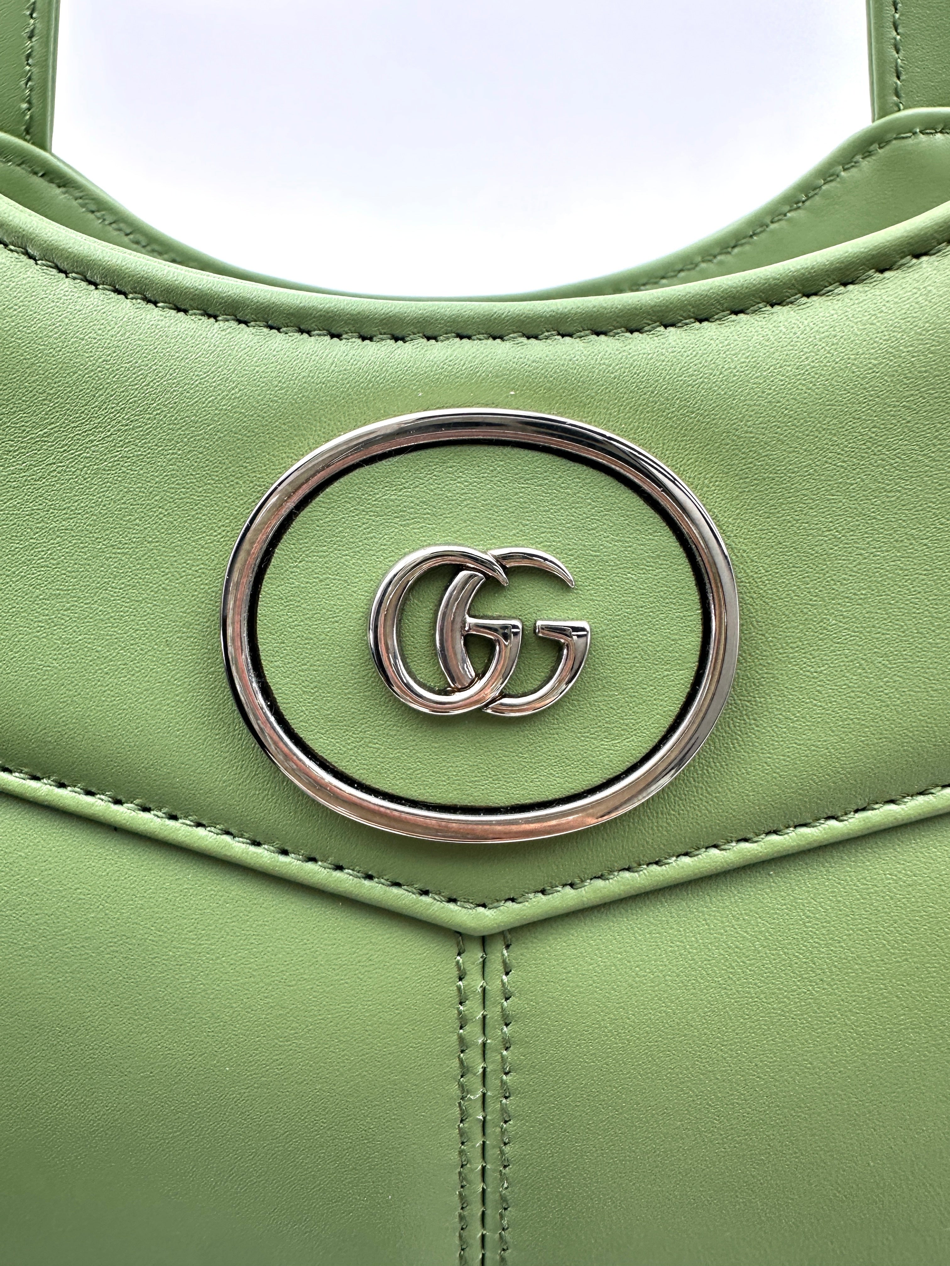 Gucci Petite Green Leather Tote Handle Bag GG899