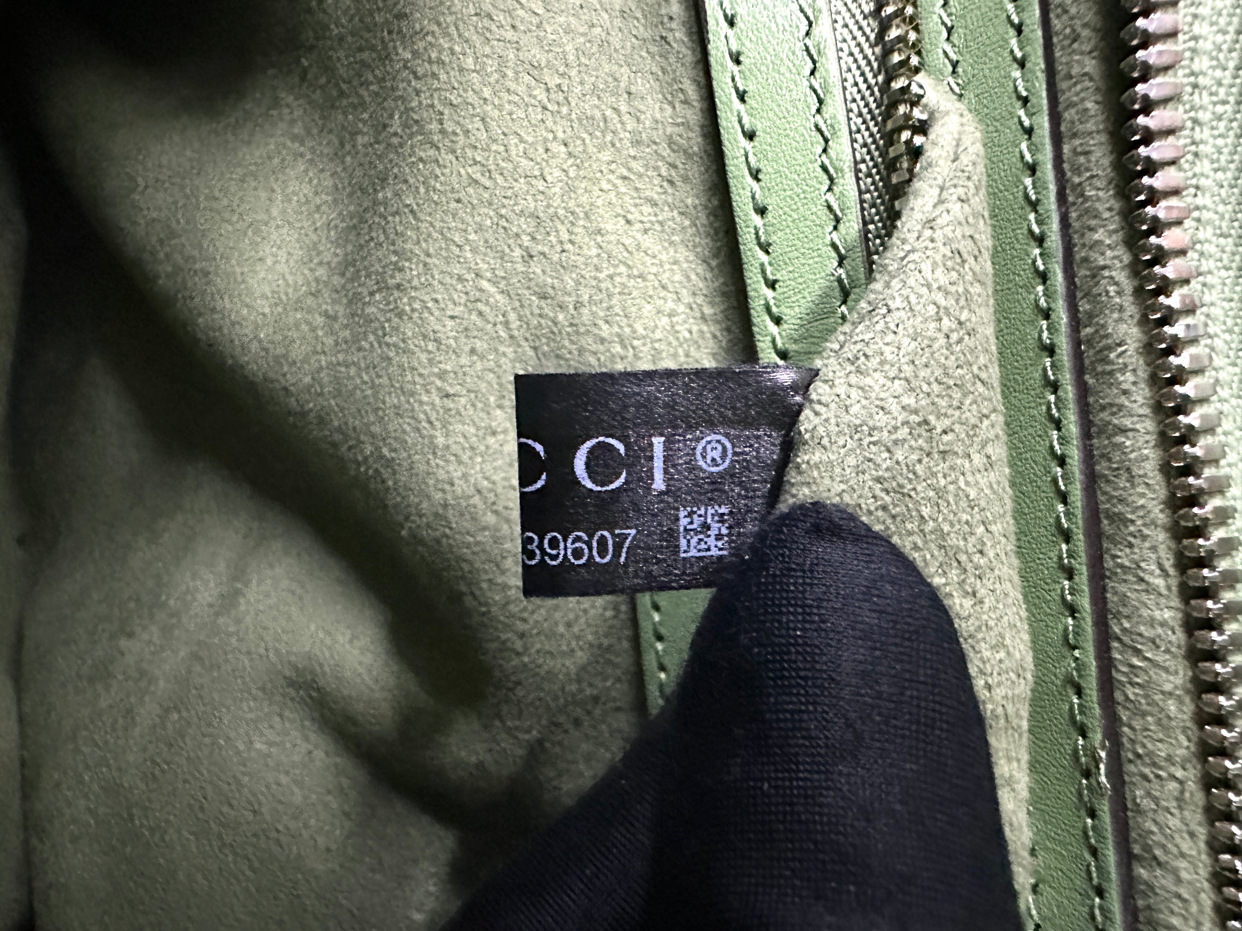 Gucci Petite Green Leather Tote Handle Bag GG899