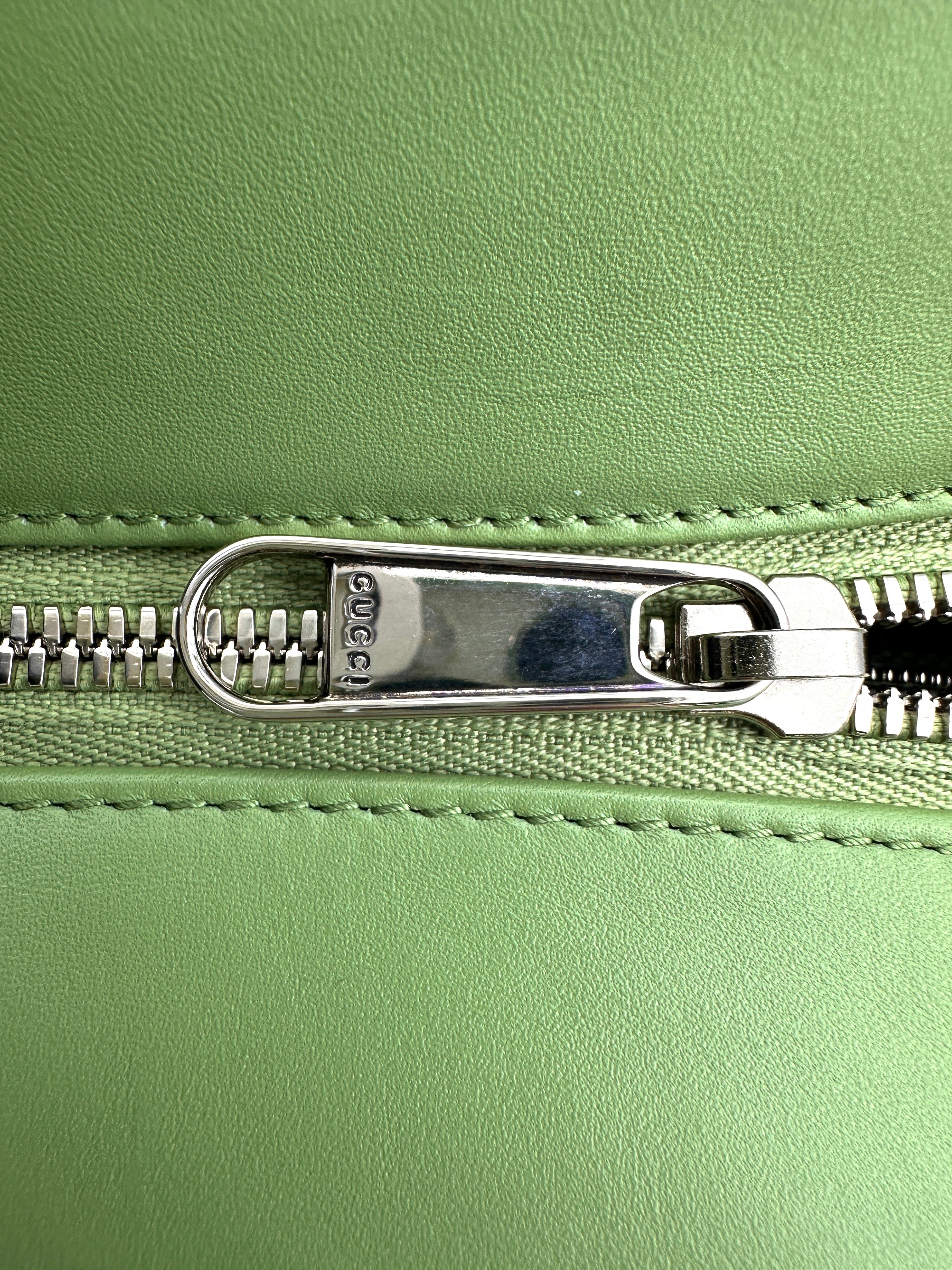Gucci Petite Green Leather Tote Handle Bag GG899