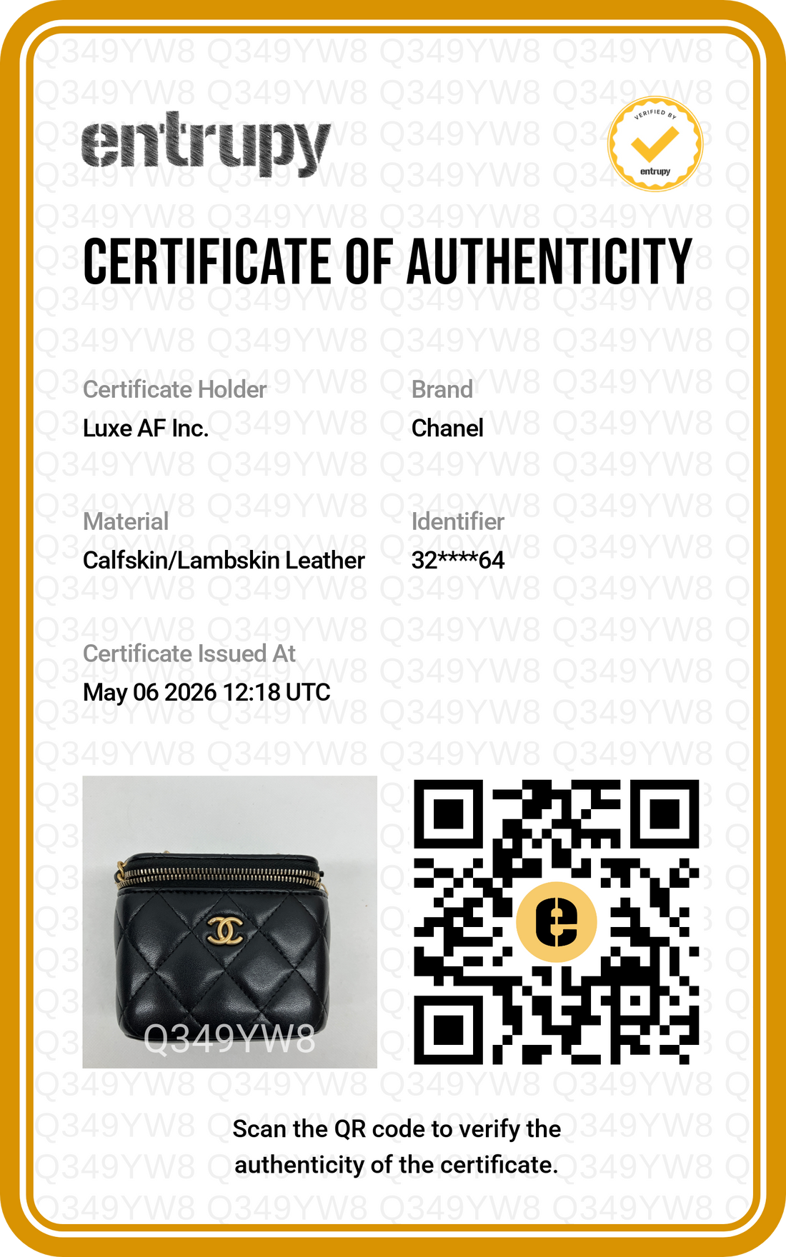 Chanel Black Quilted Leather Vanity Case With Gold Hardware(32***64) CC1864