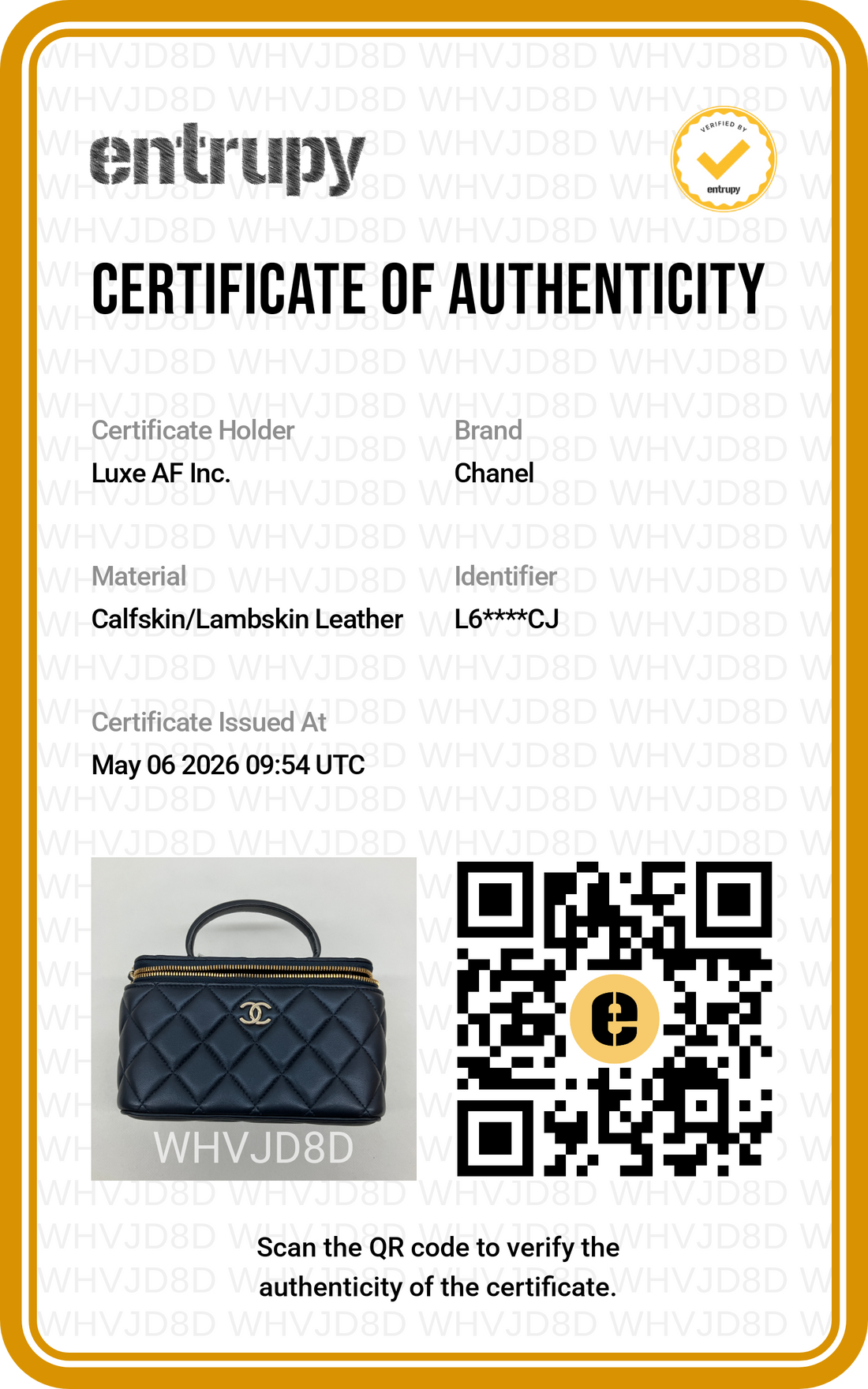 Chanel Navy Quilted Lambskin Top Handle Vanity Case(L6***CJ) CC1863
