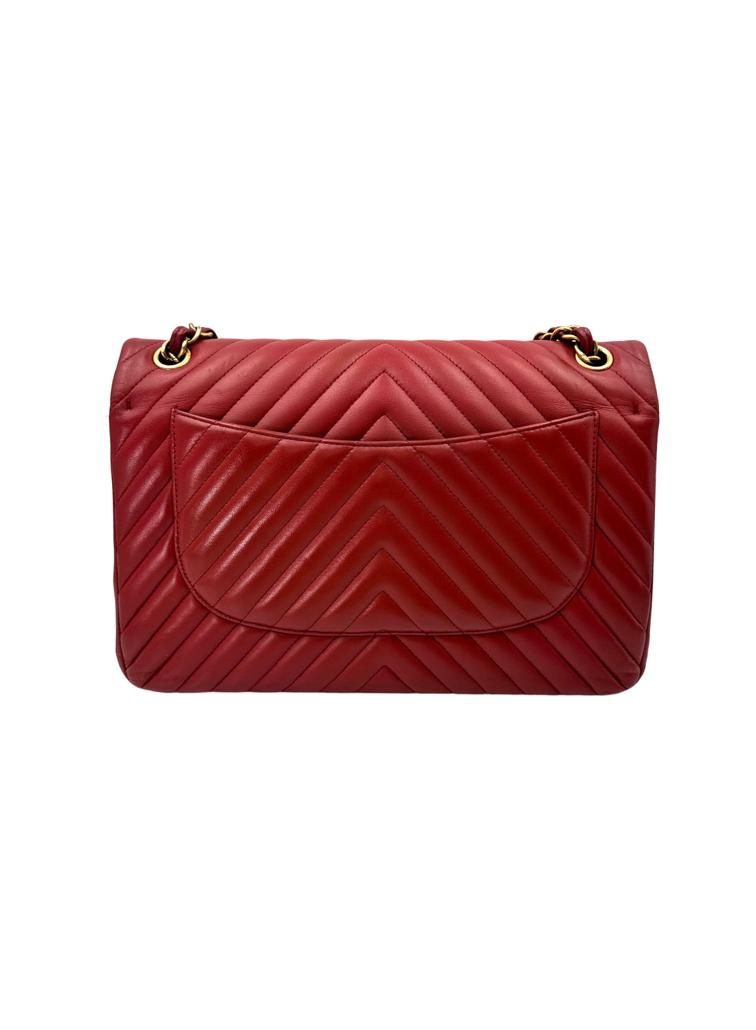Chanel Classic Flap Red Chevron Quilted Leather Shoulder Bag With Gold Buckle(21***19) CC1859