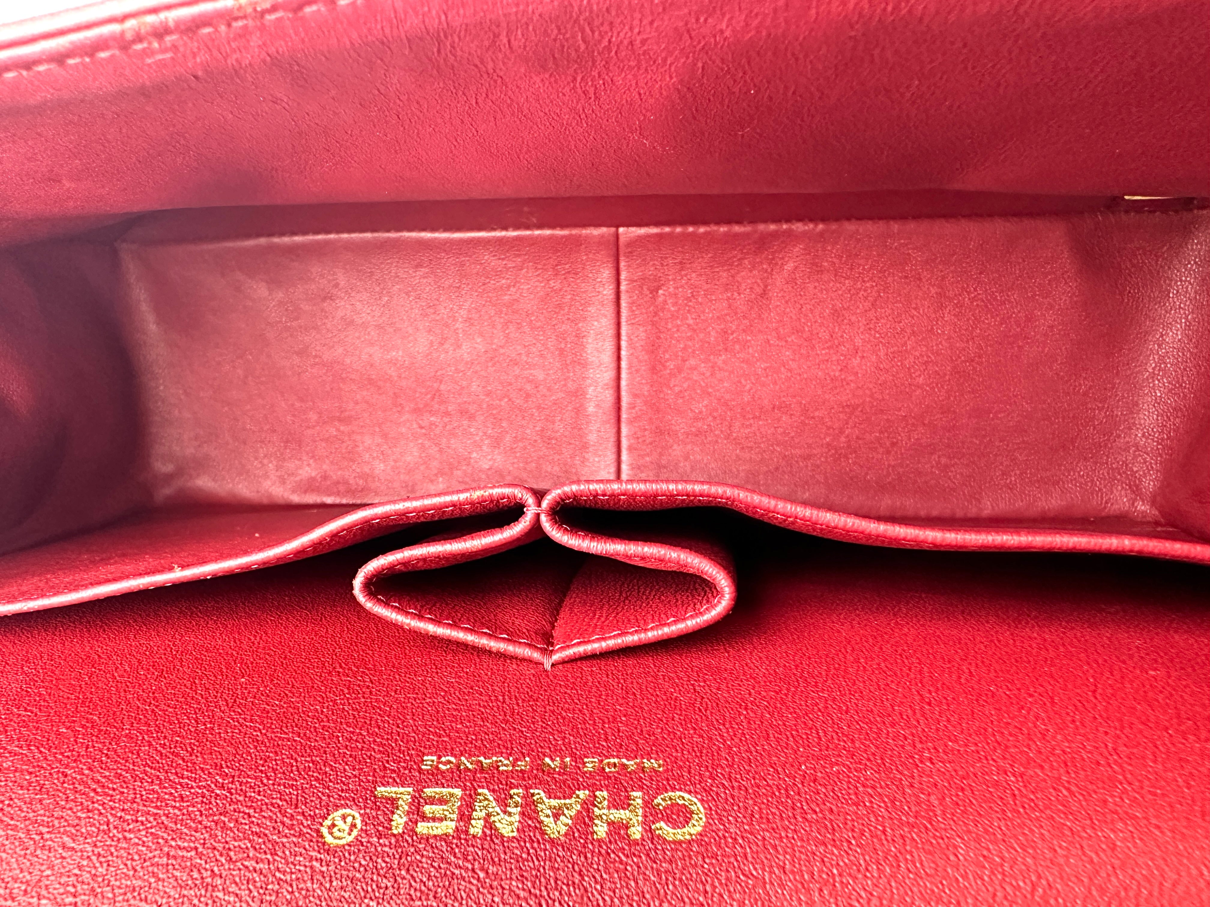 Chanel Classic Flap Red Chevron Quilted Leather Shoulder Bag With Gold Buckle(21***19) CC1859
