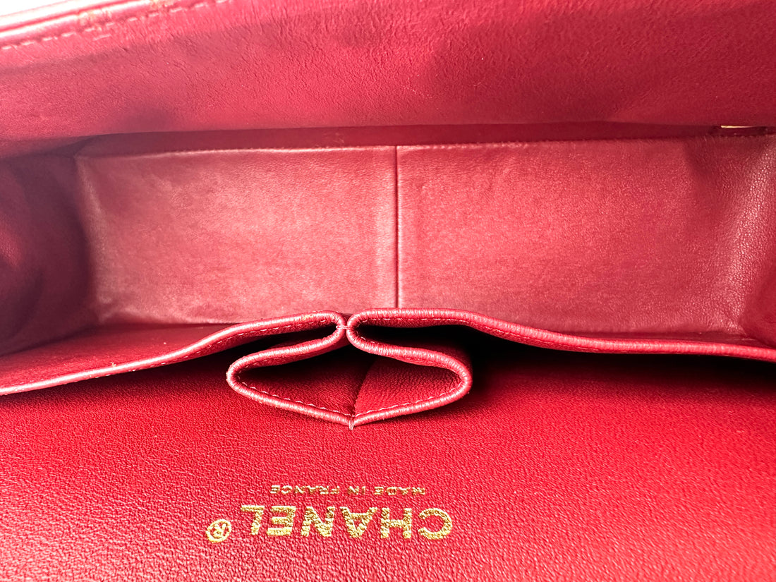Chanel Classic Flap Red Chevron Quilted Leather Shoulder Bag With Gold Buckle(21***19) CC1859