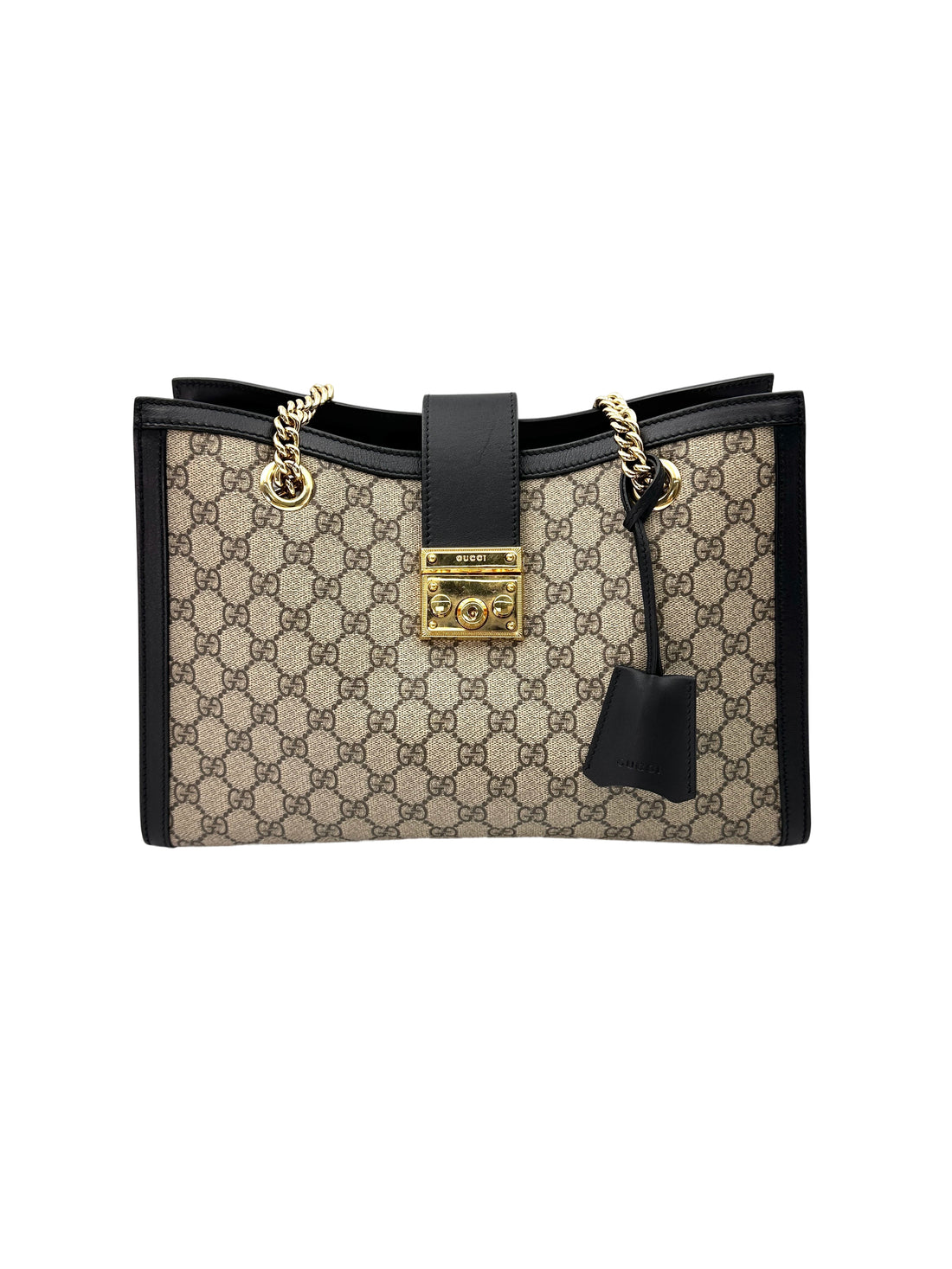 Gucci Padlock GG Supreme Medium Size Shoulder Bag With Black Trim GG896