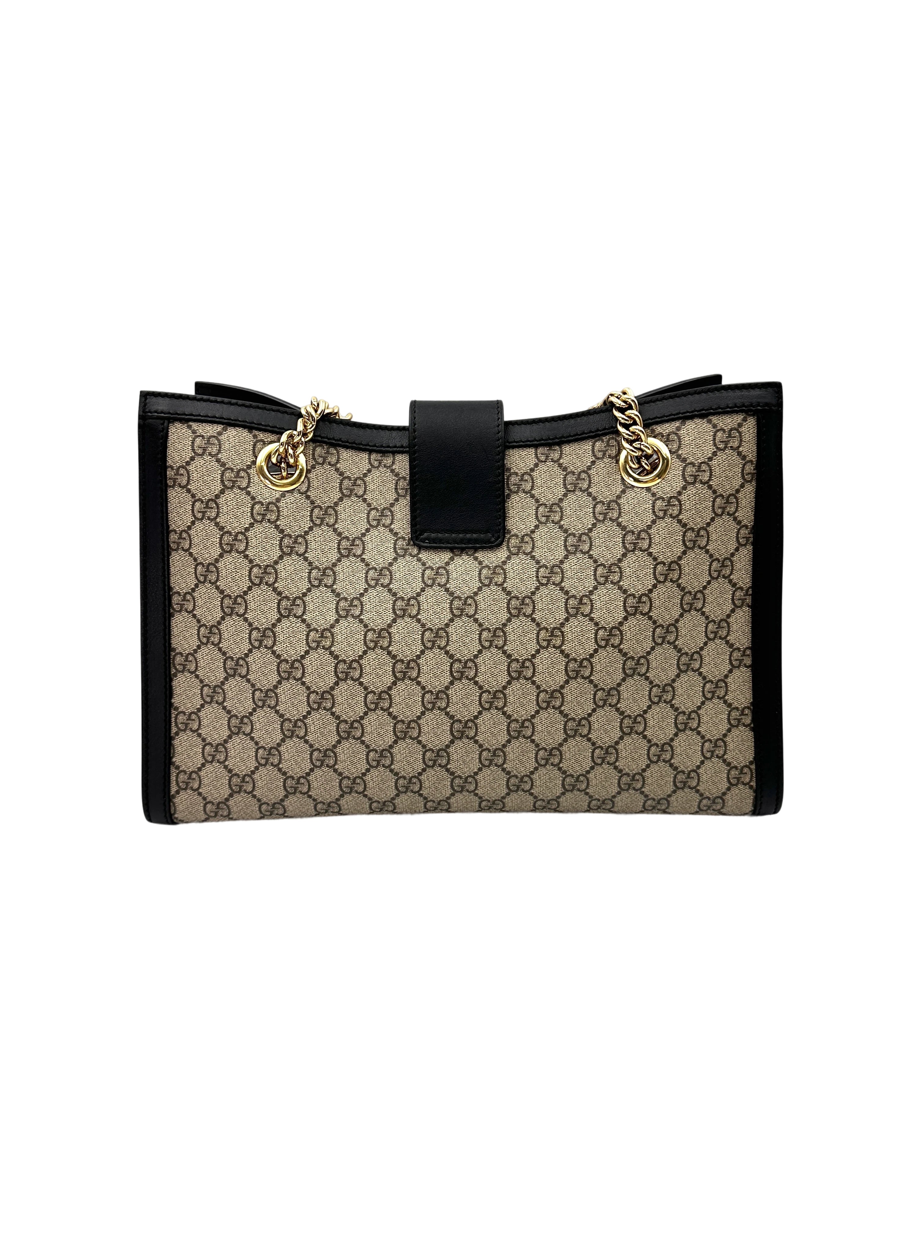Gucci Padlock GG Supreme Medium Size Shoulder Bag With Black Trim GG896